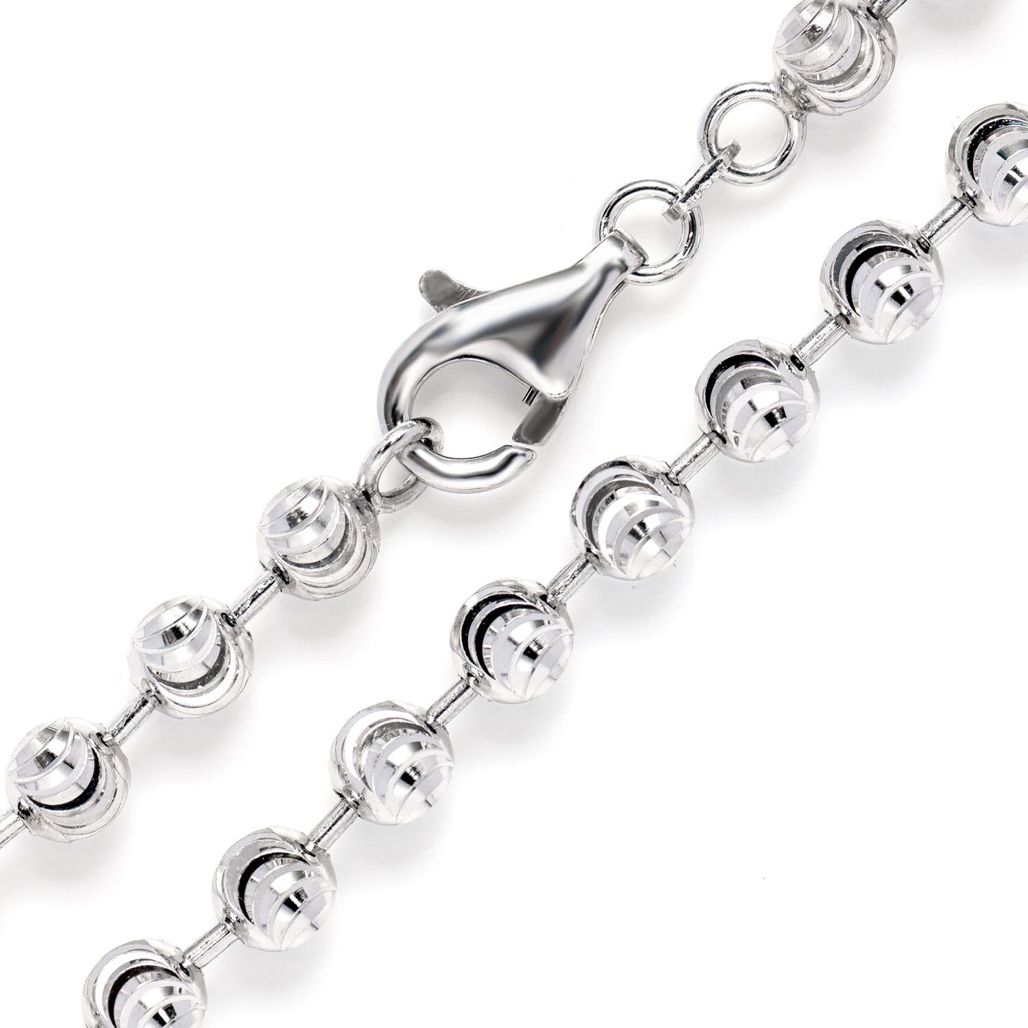 Sterling Silver Mooncut Chain in 925 sterling silver, 2.25mm width, angled view