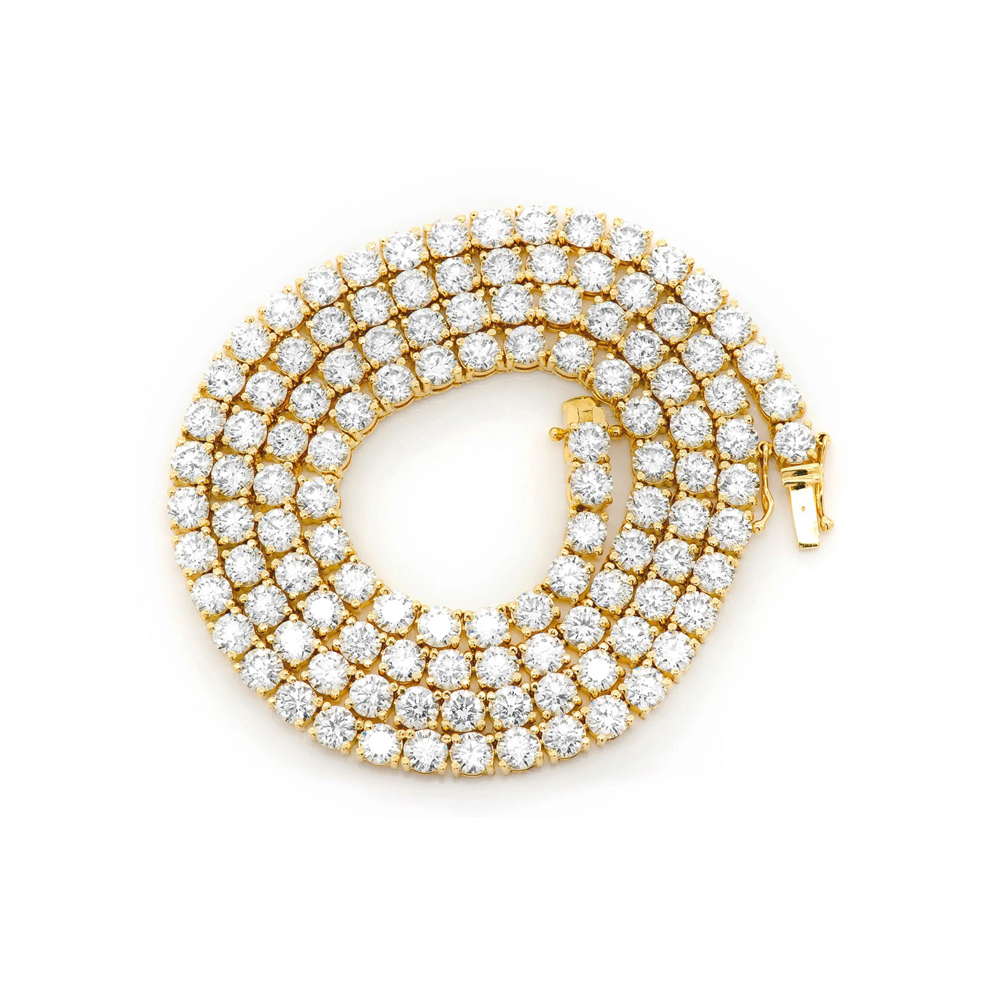 Prong Diamond Tennis Necklace in 14K yellow gold, 40pt / 45.00ctw, detail view