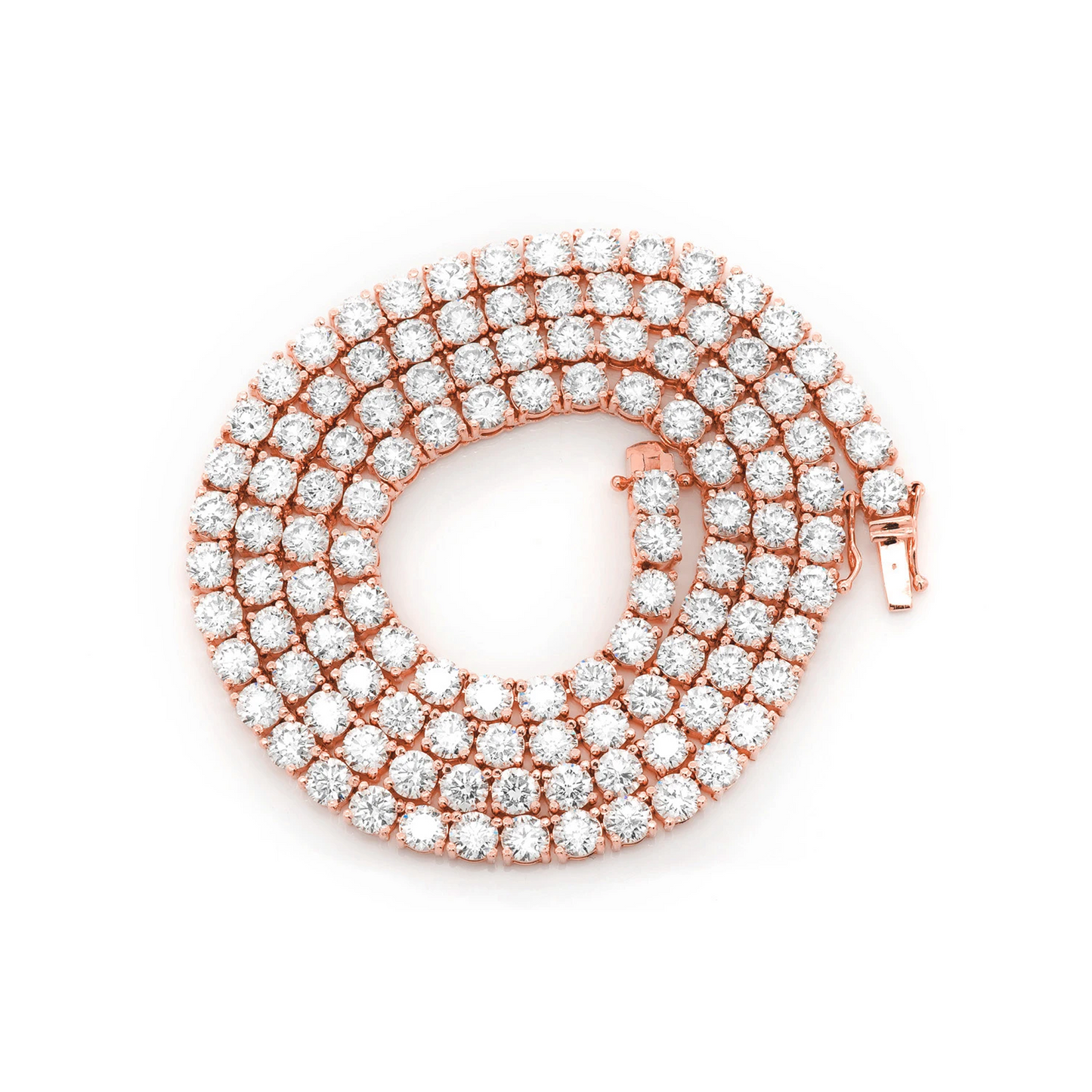 Prong Diamond Tennis Necklace in 14K rose gold, 40pt / 45.00ctw, detail view