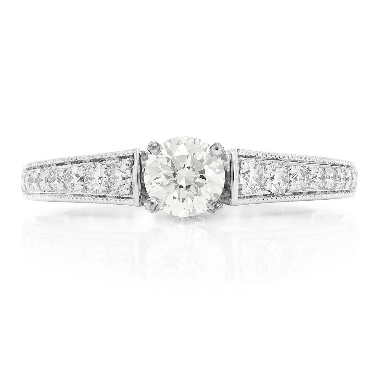 Classic cathedral ring in 14K white gold