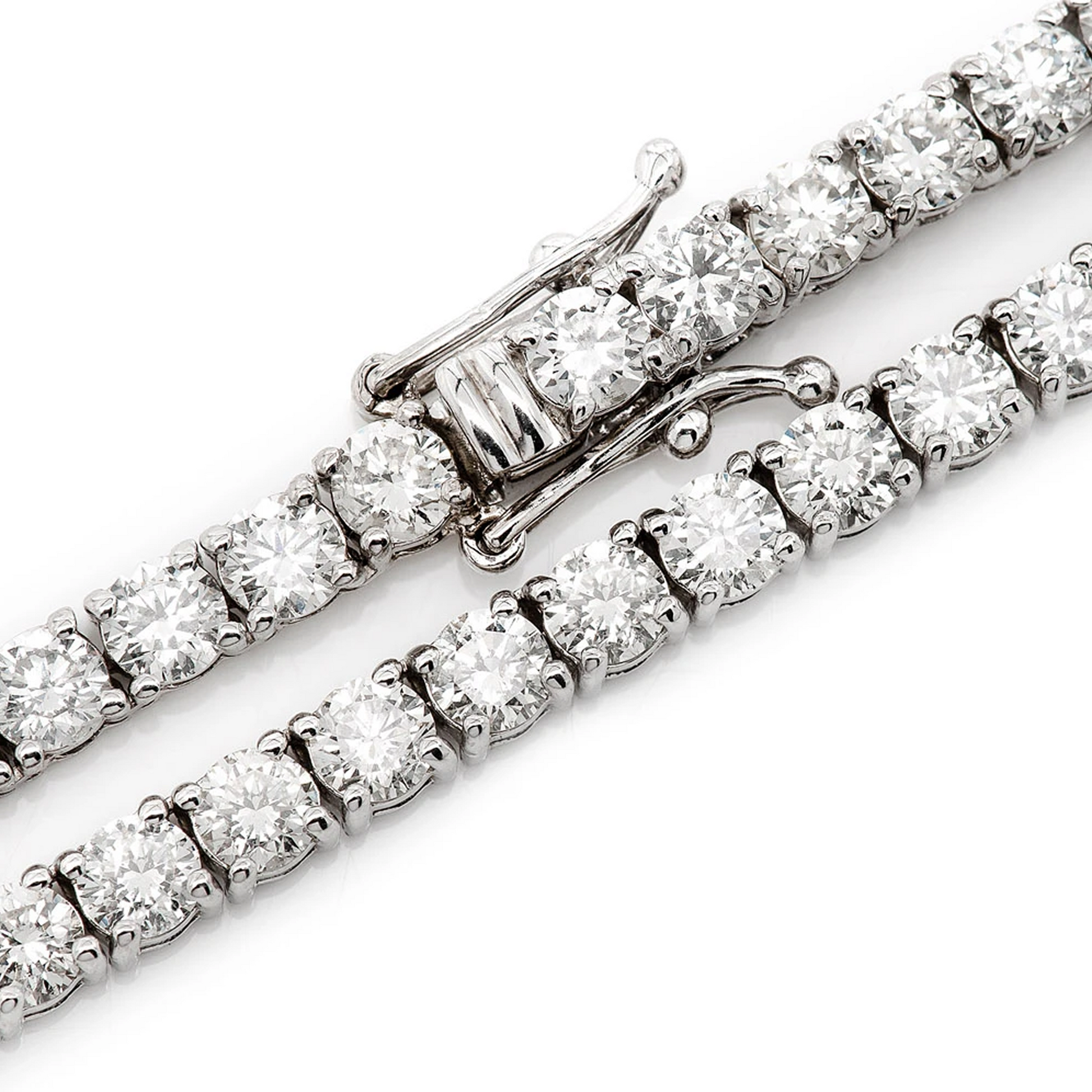 Prong Diamond Tennis Necklace in 14K white gold, 12pt / 20.00ctw, clasp detail