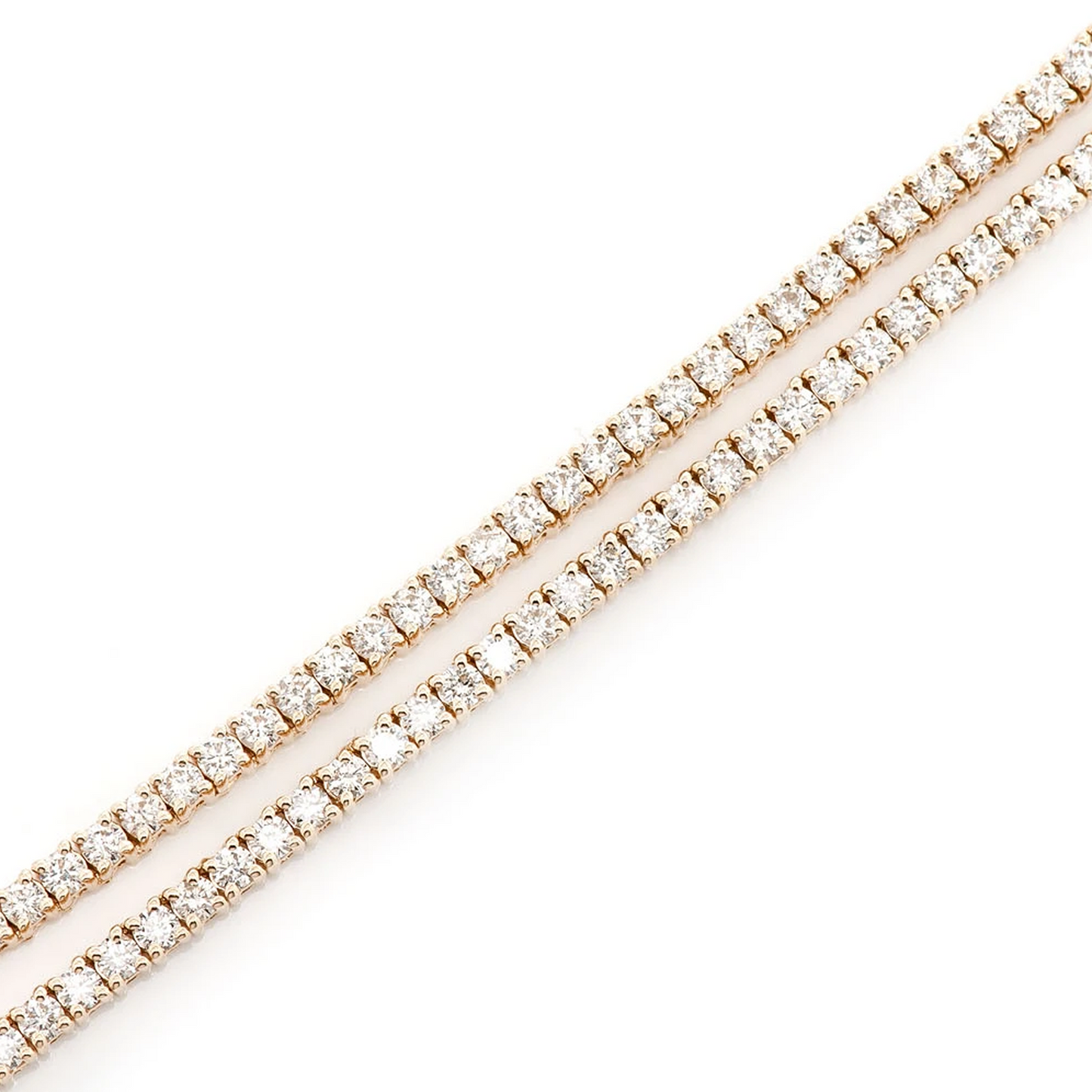 Prong Diamond Tennis Necklace in 14K yellow gold, 4pt / 8.75ctw, close-up detail