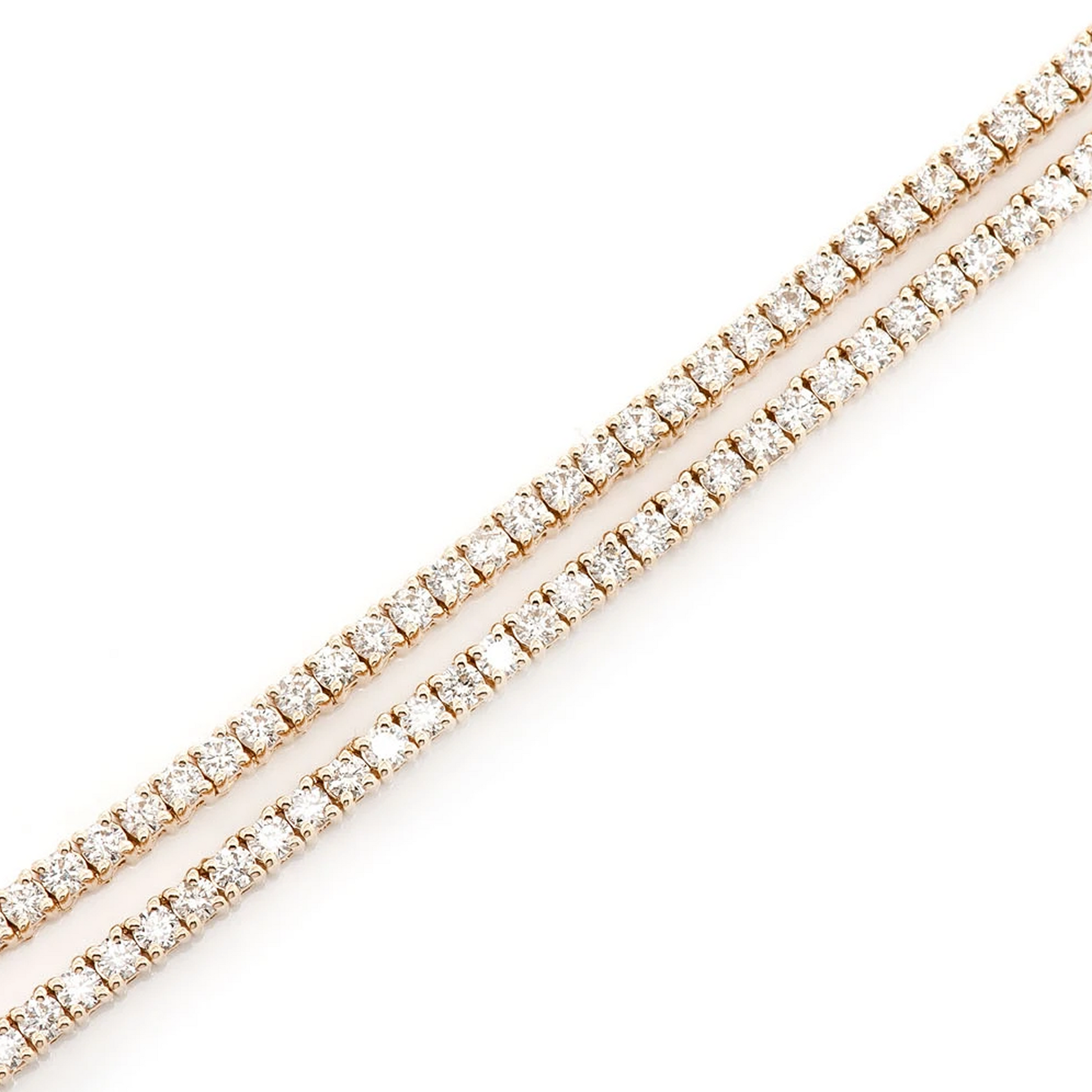 Prong Diamond Tennis Necklace in 14K yellow gold, 4pt / 8.75ctw, close-up detail