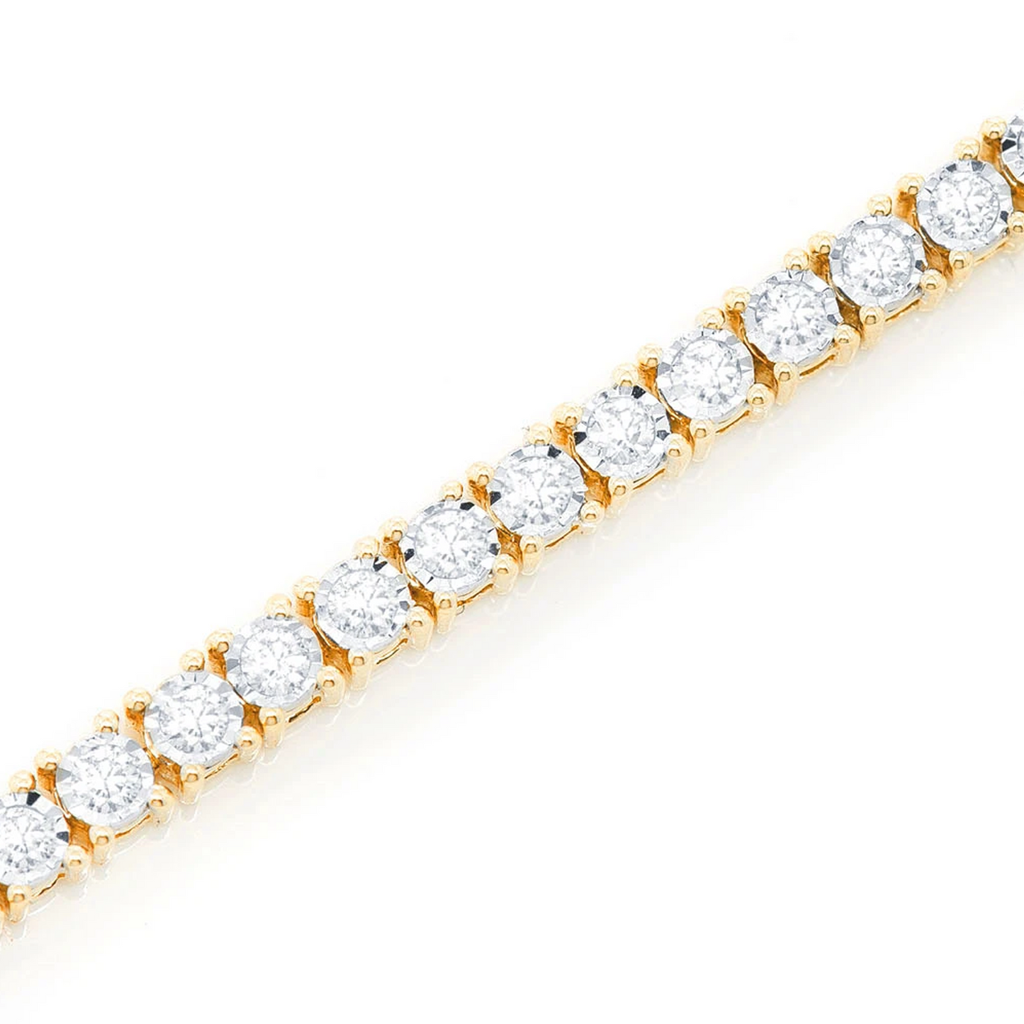 Miracle Diamond Tennis Bracelet in 14K yellow gold, 2pt / 1.25ctw, angled view