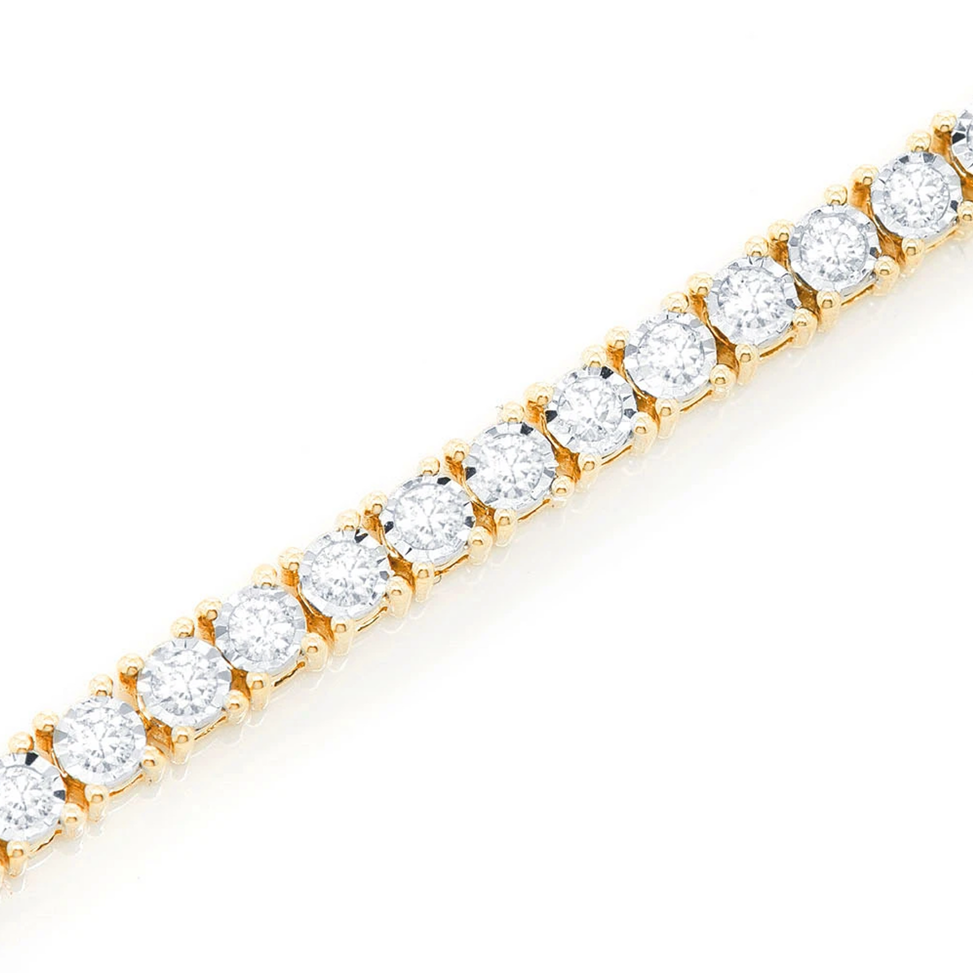 Miracle Diamond Tennis Bracelet in 14K yellow gold, 2pt / 1.25ctw, angled view