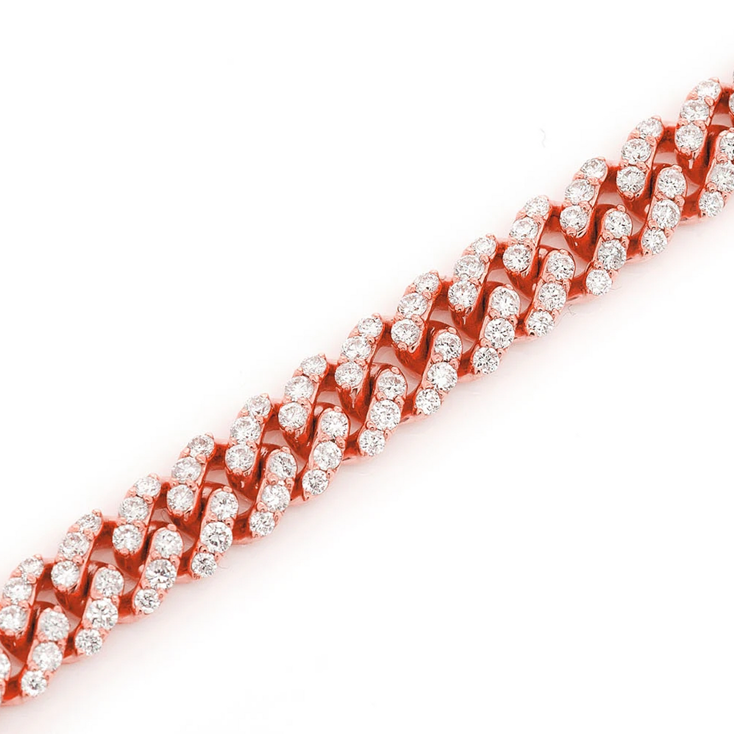 Miami Cuban Diamond Bracelet in 14K rose gold, 6mm / 4.25ctw width, angled view