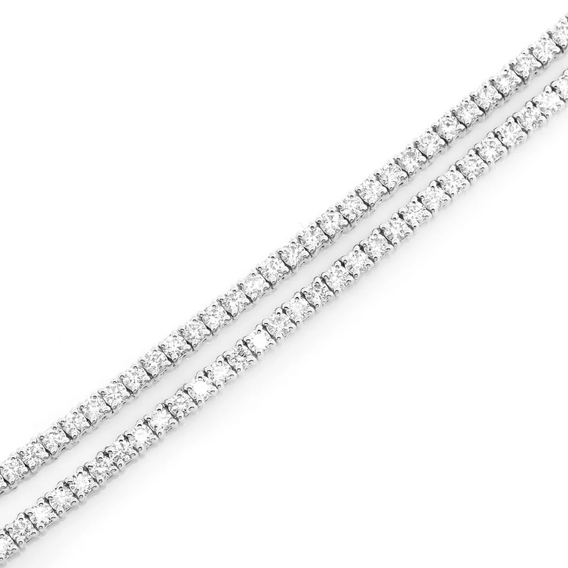 Prong Diamond Tennis Necklace in 14K white gold, 4pt / 8.75ctw, angled view