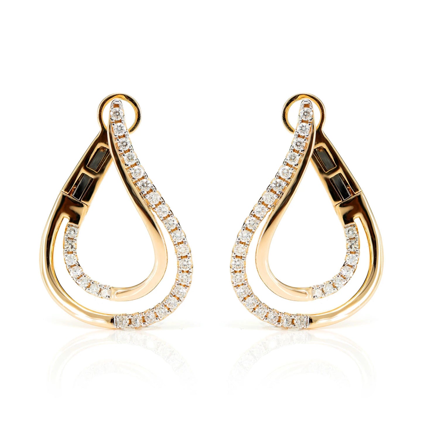 Twisted Teardrop Diamond Hoop Earrings