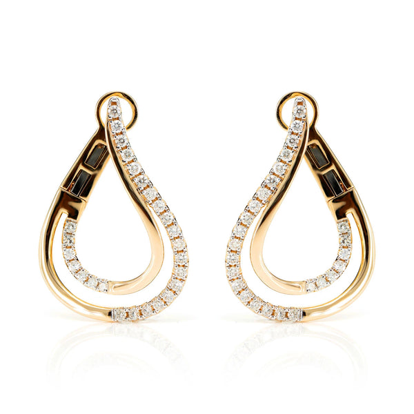 Twisted Teardrop Diamond Hoop Earrings