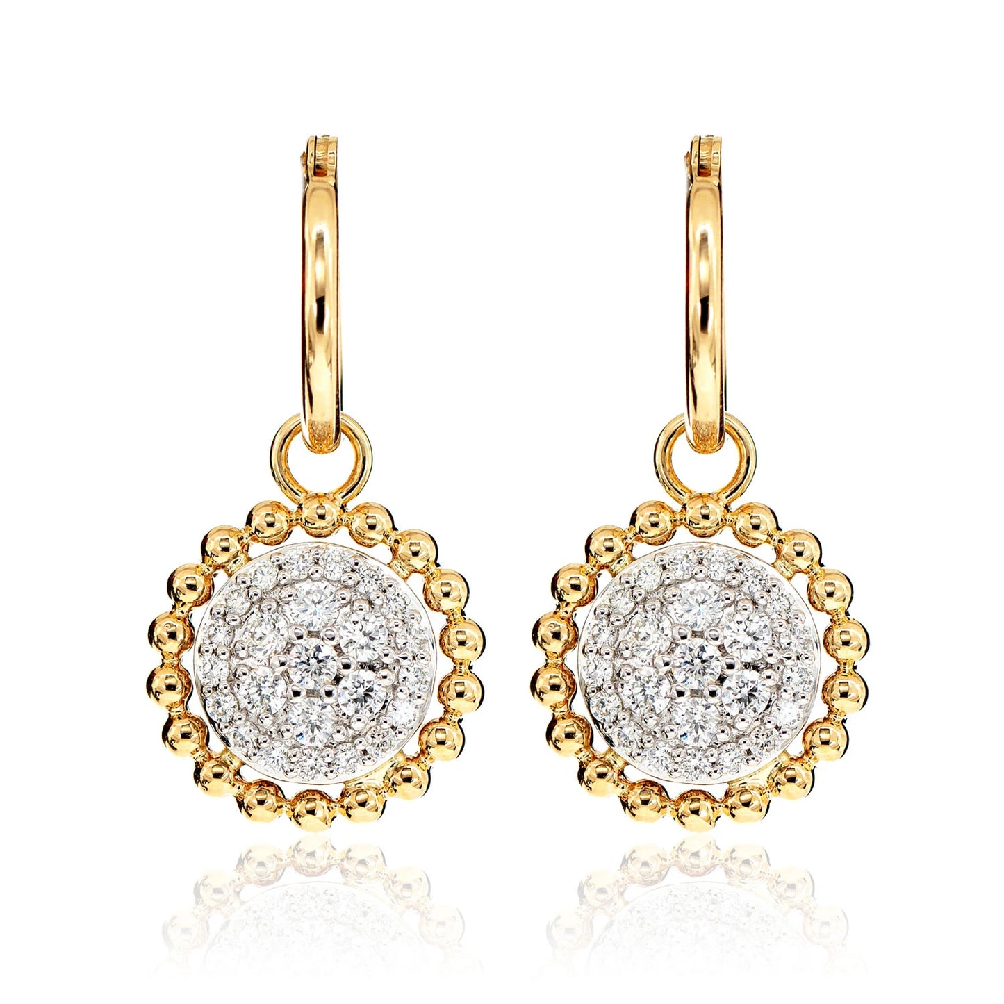 Dangling Diamond Halo Cluster Earrings