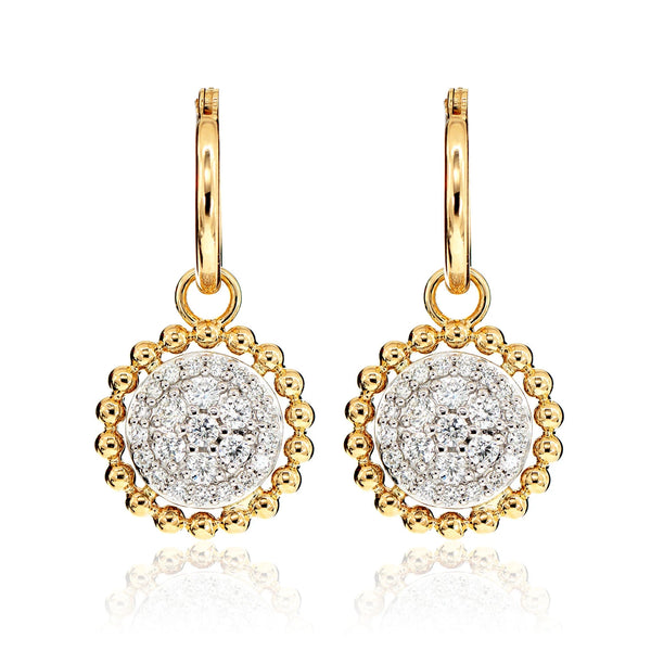 Dangling Diamond Halo Cluster Earrings