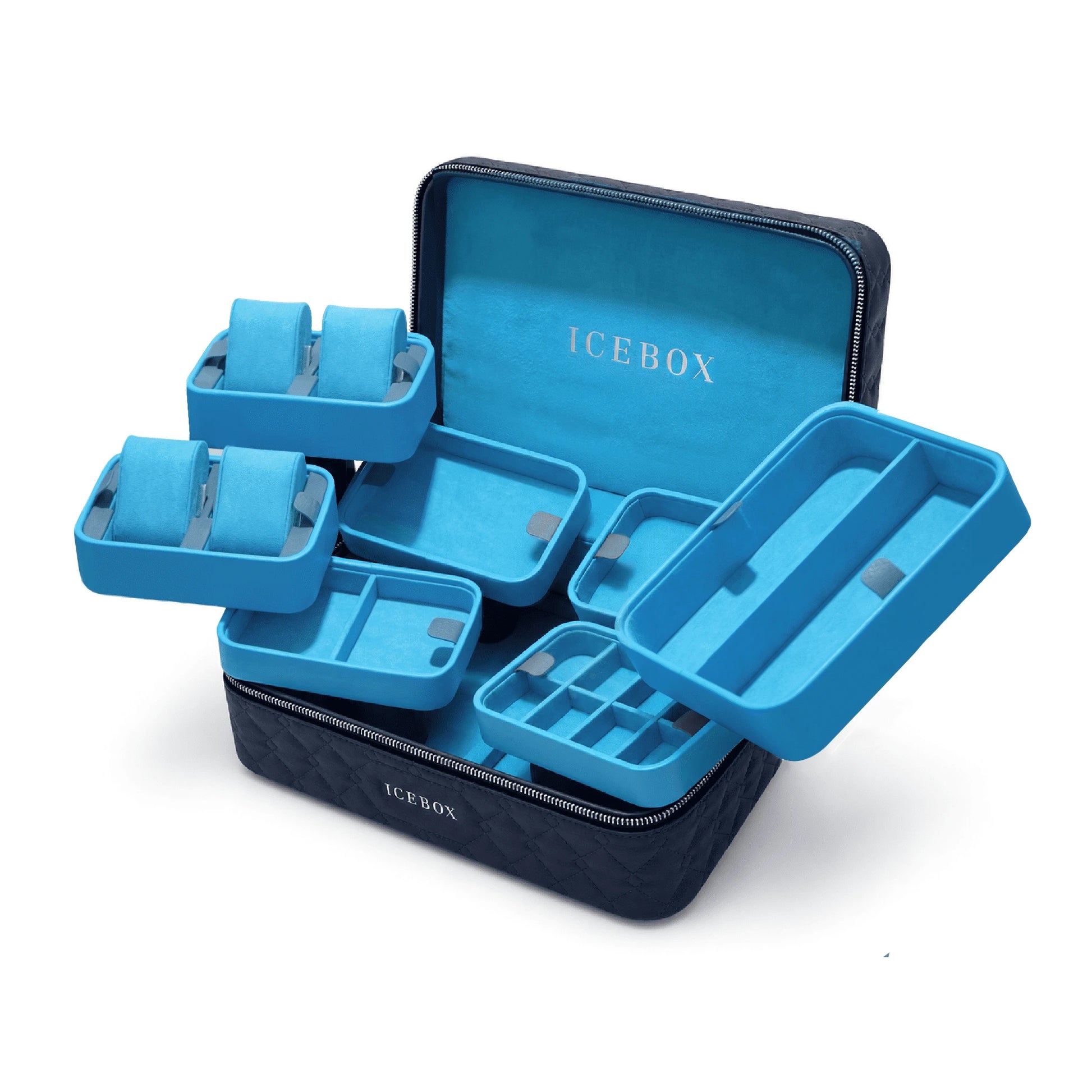 Icebox Large Traveler Case in navy, 4-watch capacity, detail view 2