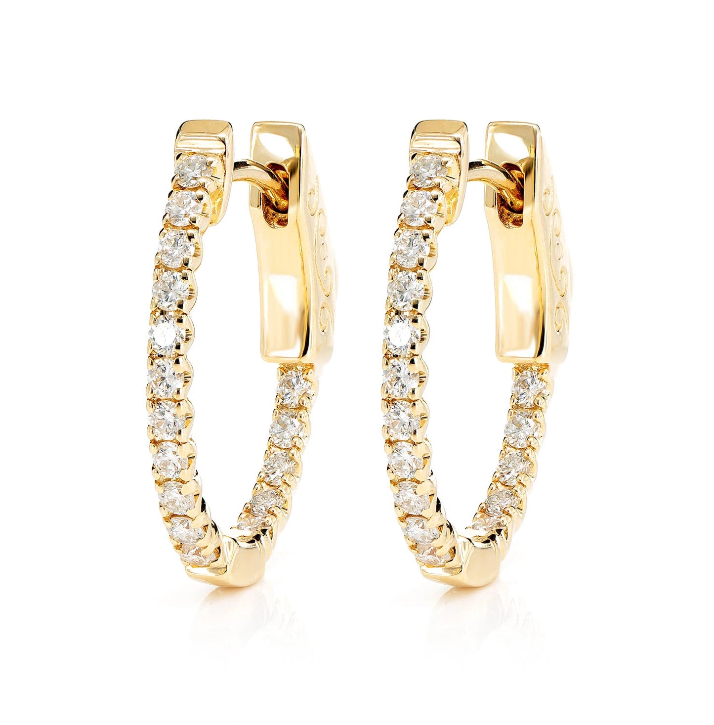 Diamond Inside Outside Quick Release Huggie Hoop Earrings