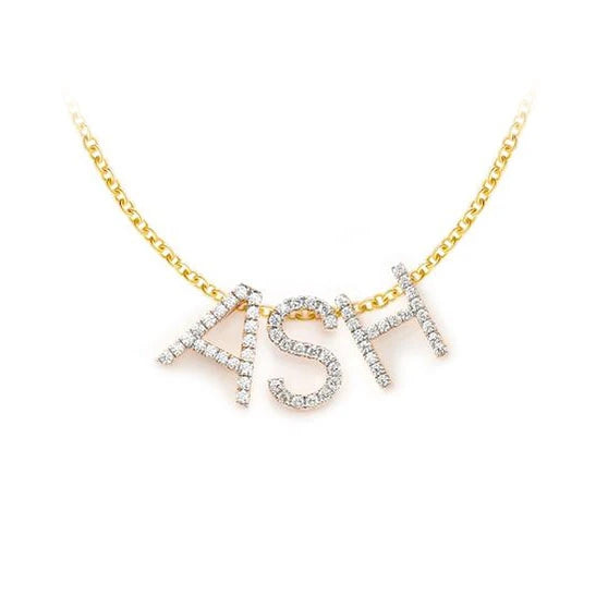 Letter & Number Pendant in 14K yellow gold, alternate view