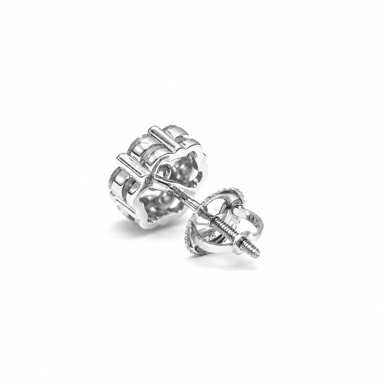Flower Diamond Studs in 14K white gold, 1.00ctw, side view