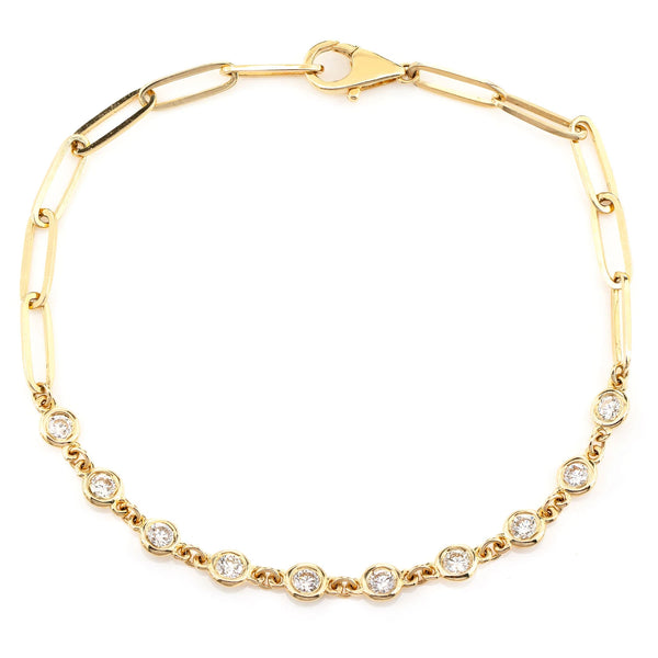 Elongated Bezel Rolo Diamond Bracelet