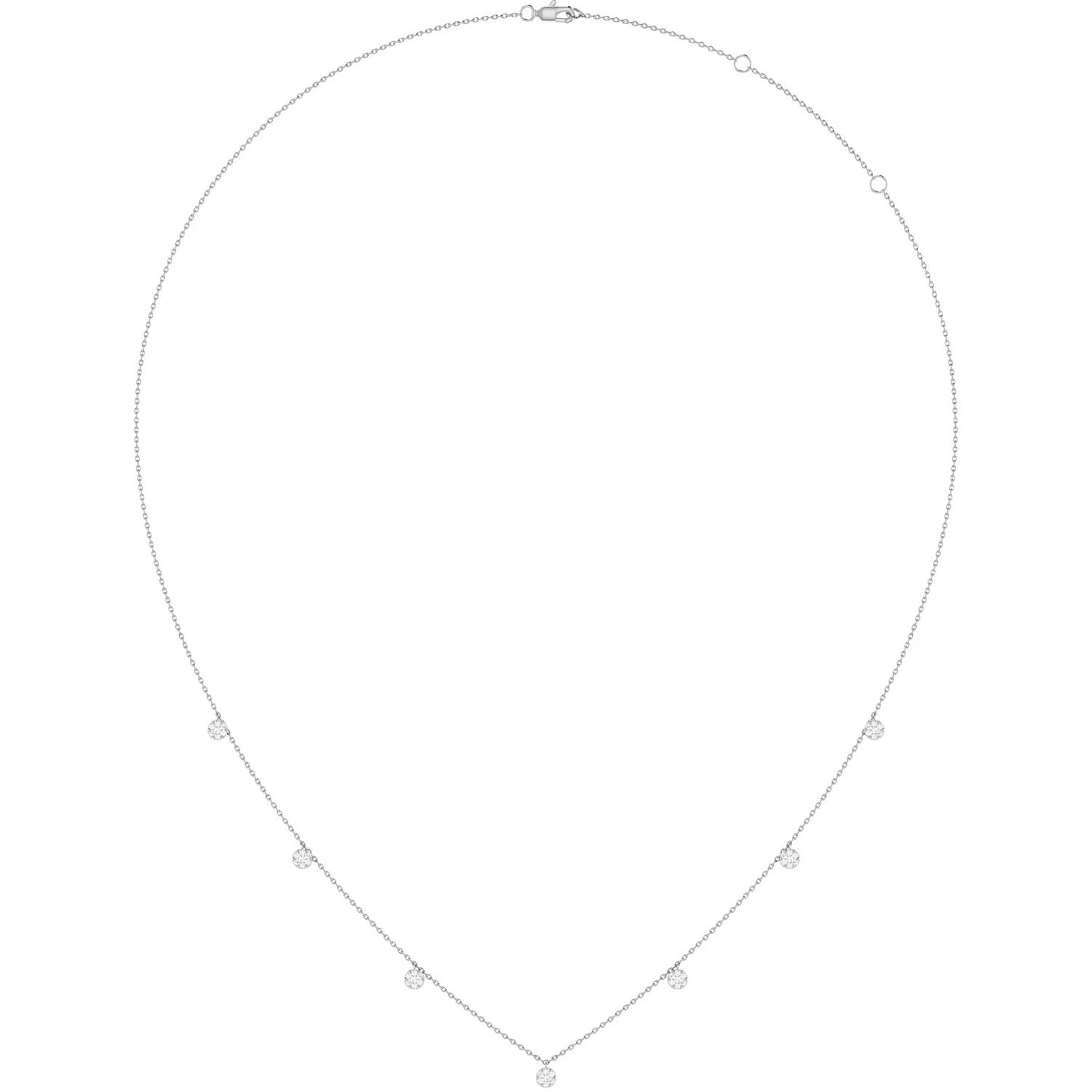 Diamond Disc Station Necklace in 14K white gold, angled view