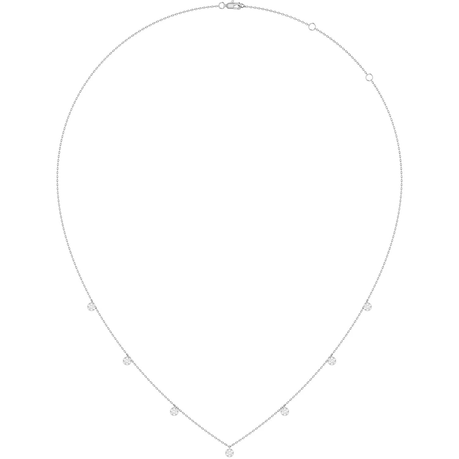 Diamond Disc Station Necklace in 14K white gold, angled view