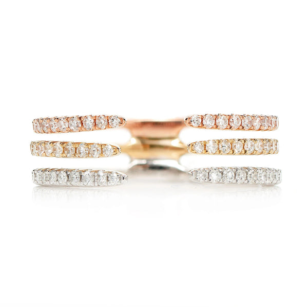 Tri-Tone Triple Row Open Diamond Band