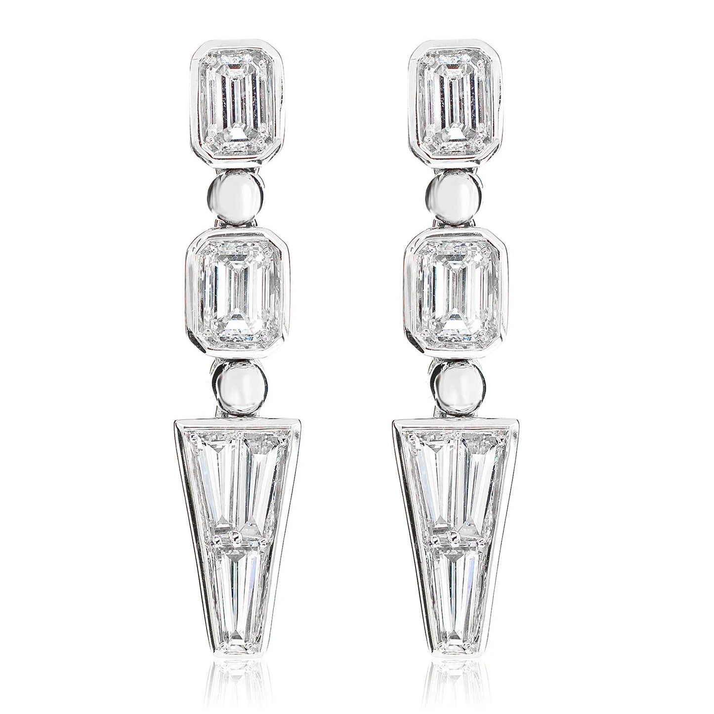 Diamond Baguette Trapezoid Dangle Earrings