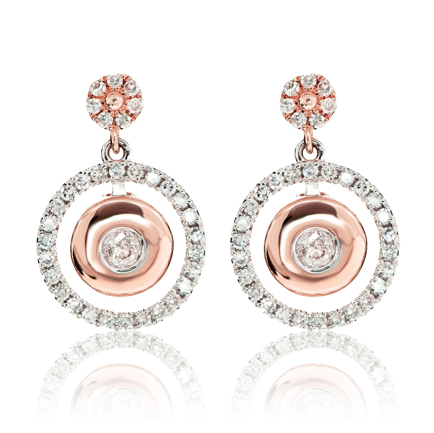 Dangling Diamond Eclipse Halo Earrings