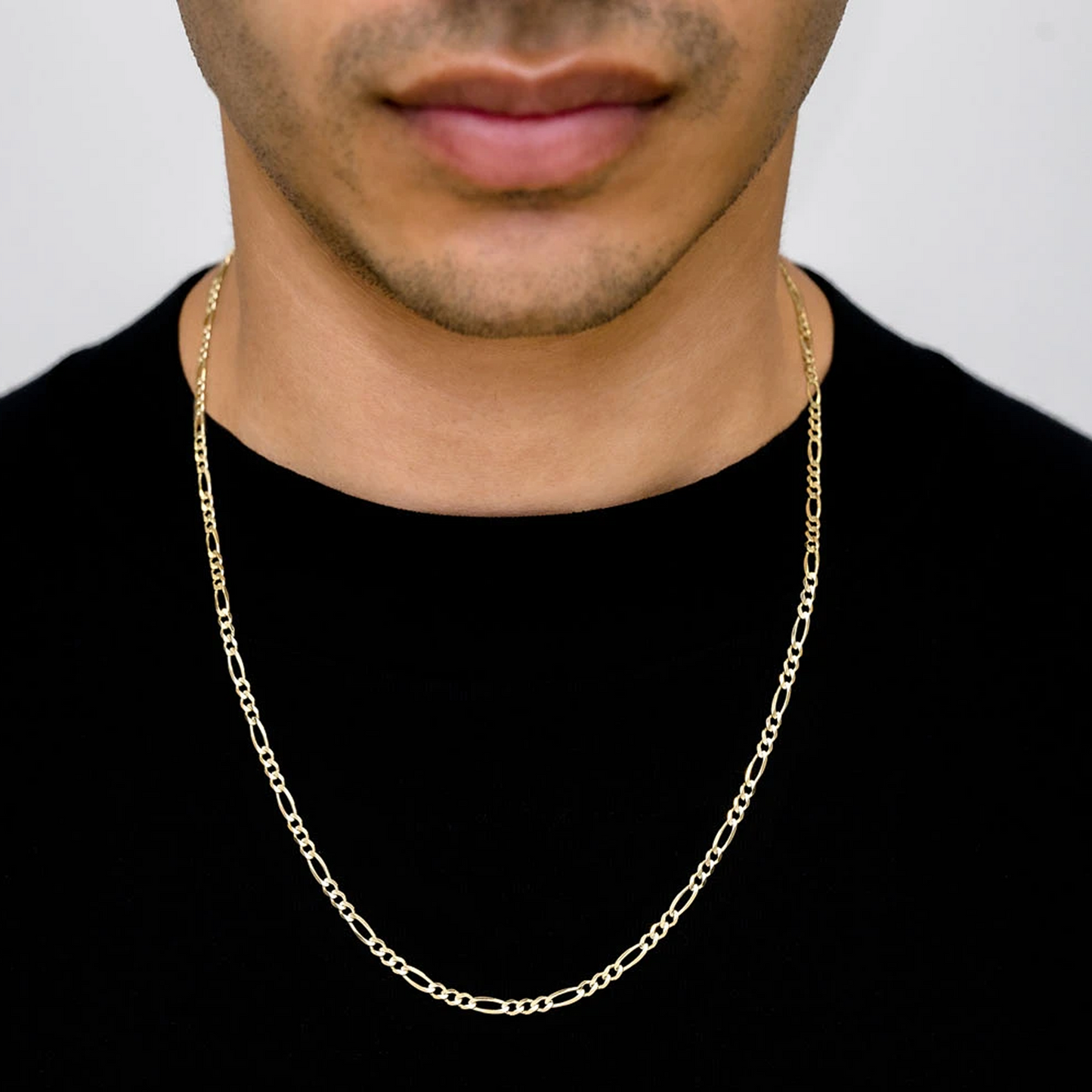 Figaro Gold Chain in 14K yellow gold, 3mm width, alternate view