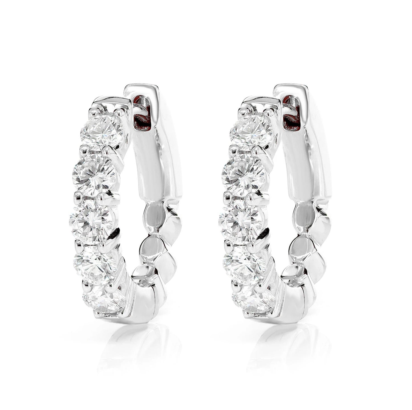 Shared Prong Diamond Hoop Earrings