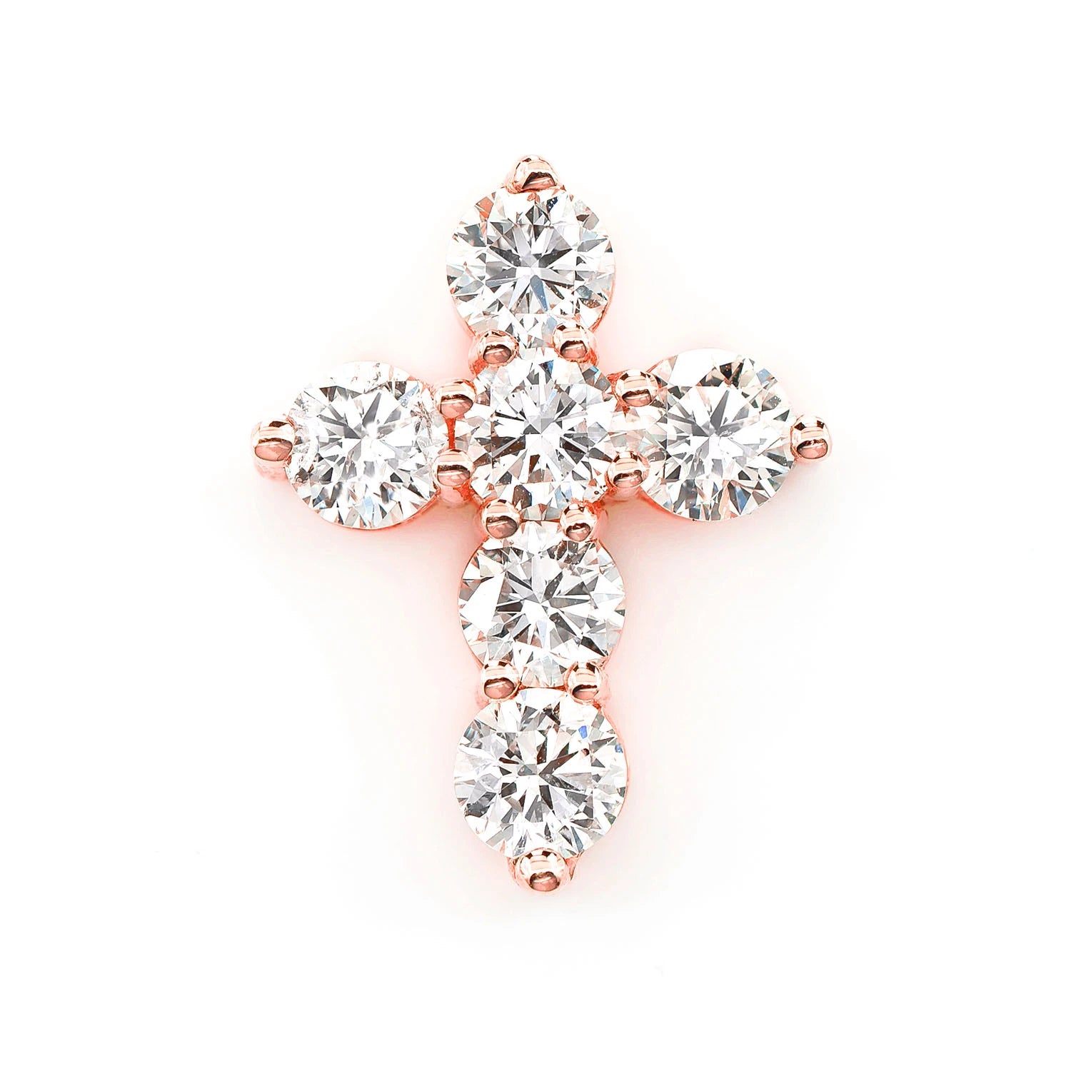 Hidden Bail Cross Pendant in 14K rose gold, front view