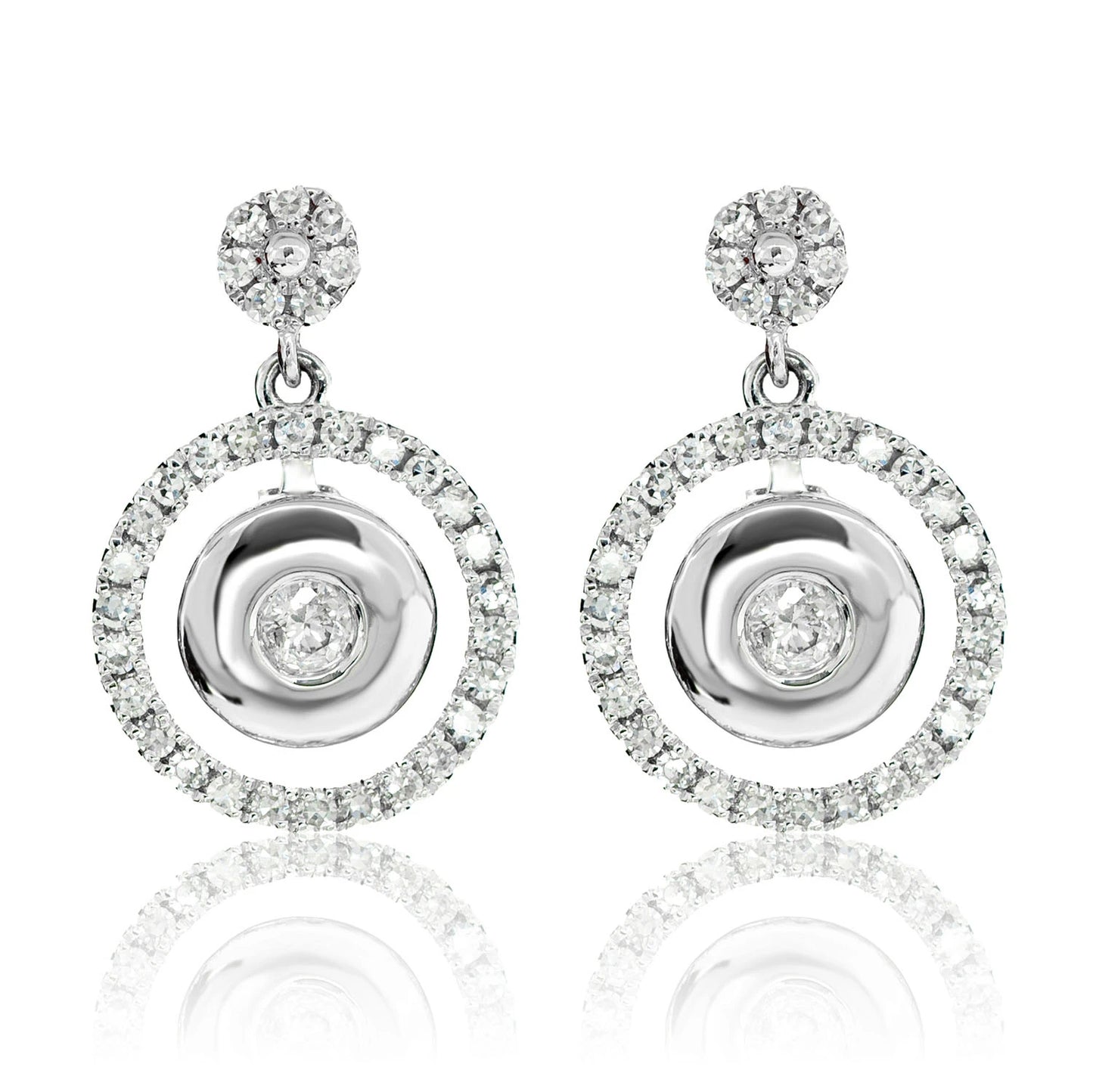 Dangling Diamond Eclipse Halo Earrings