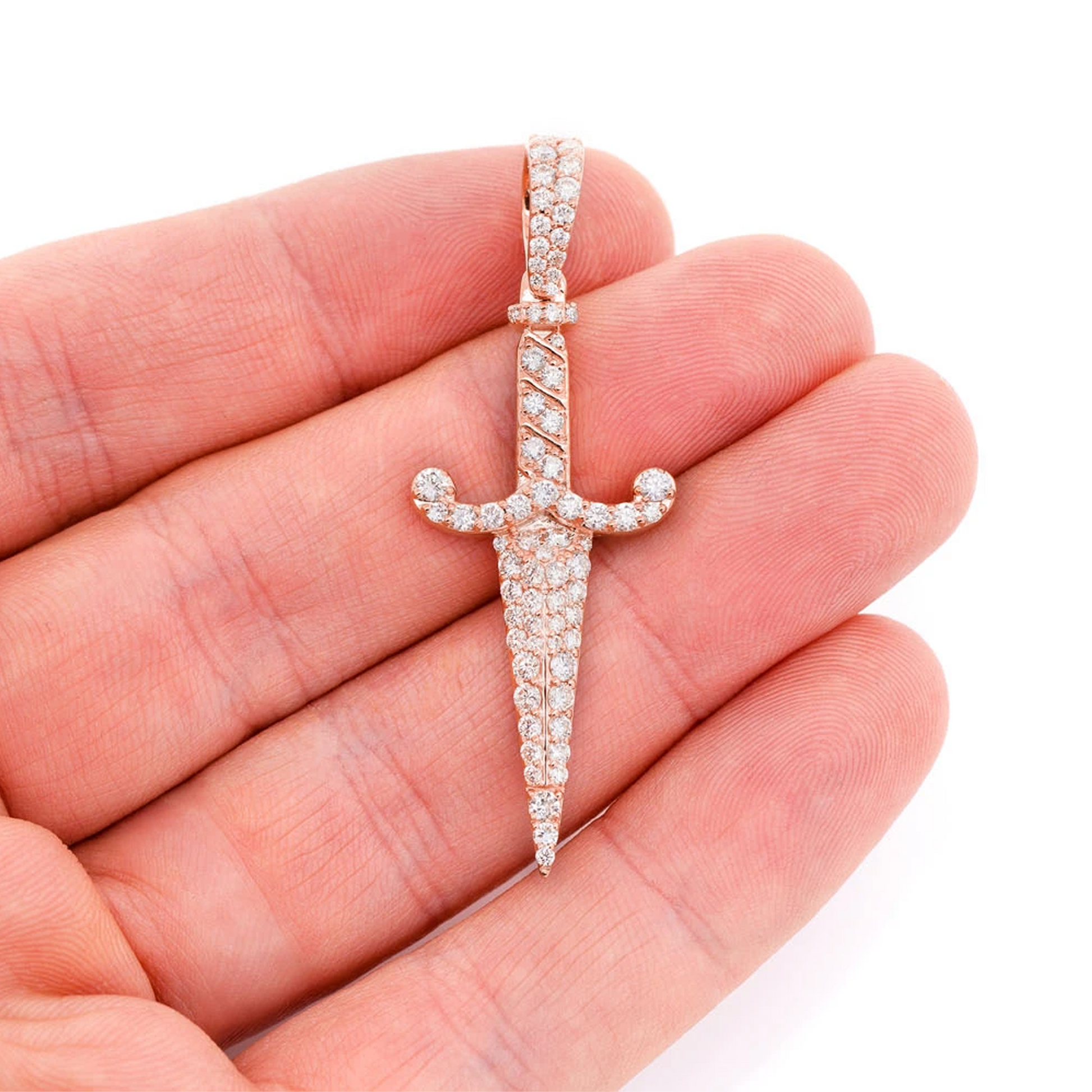 Dagger Pendant in 14K rose gold, Statement | 1.50ctw, alternate view