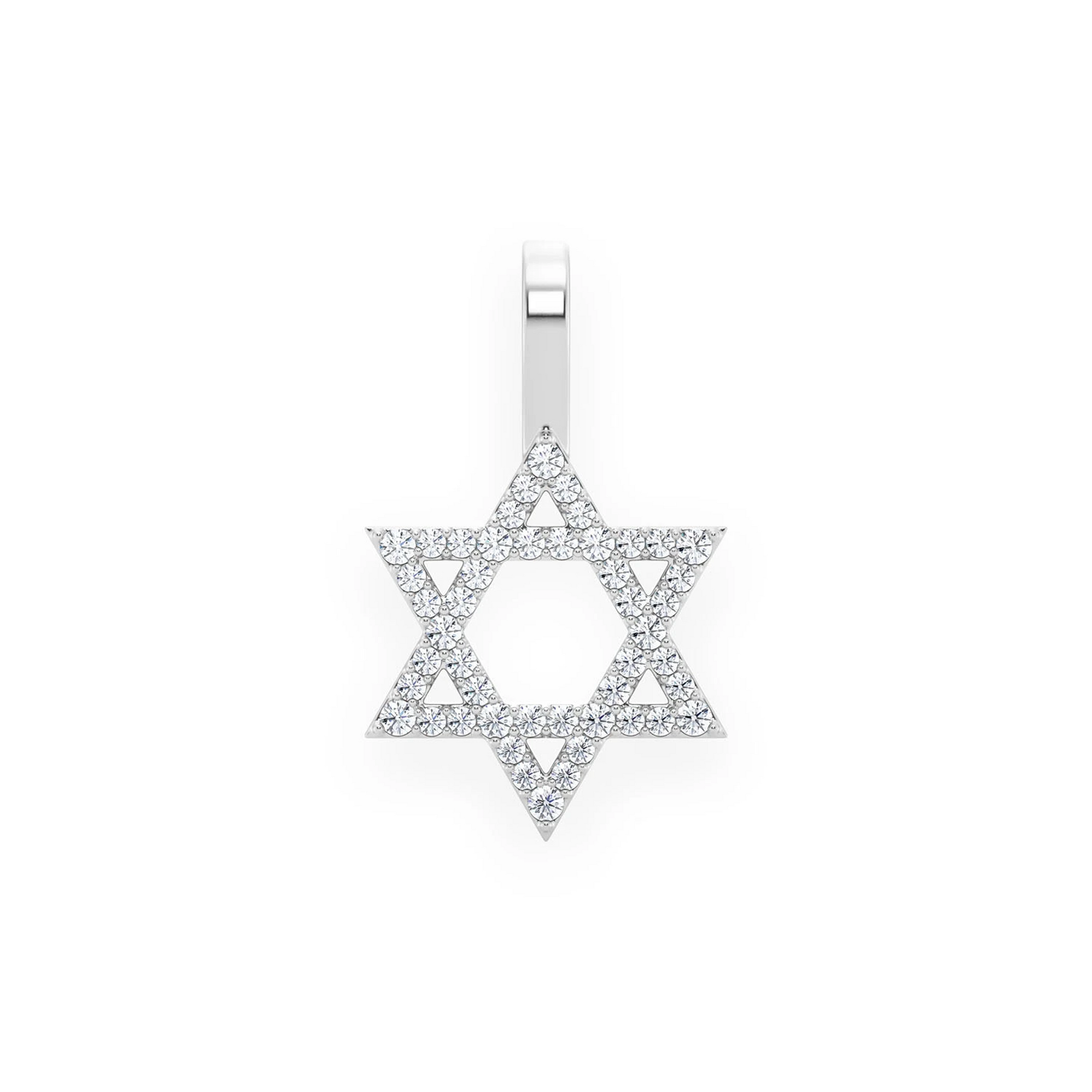 Star of David Diamond Pendant in 14K white gold, front view