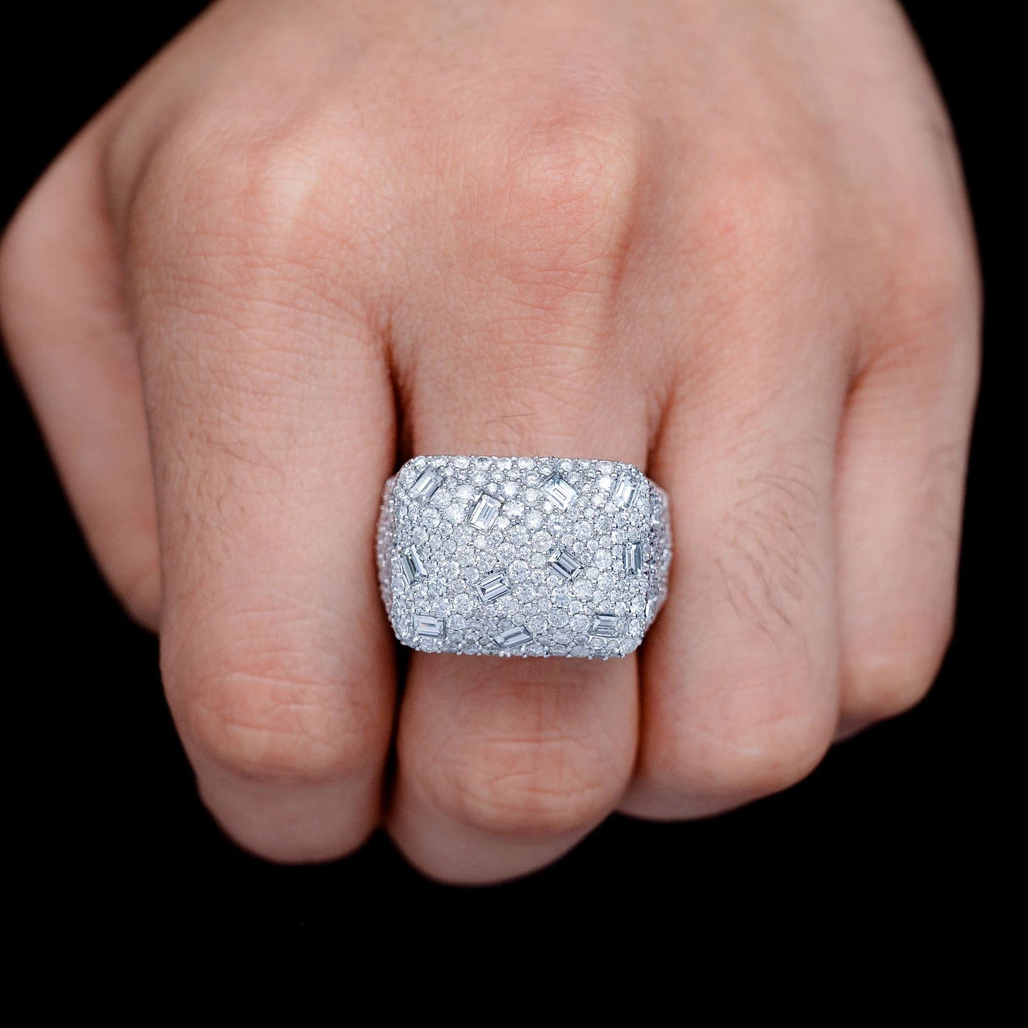 Rectangle Gypsy Baguette Signet Diamond Ring