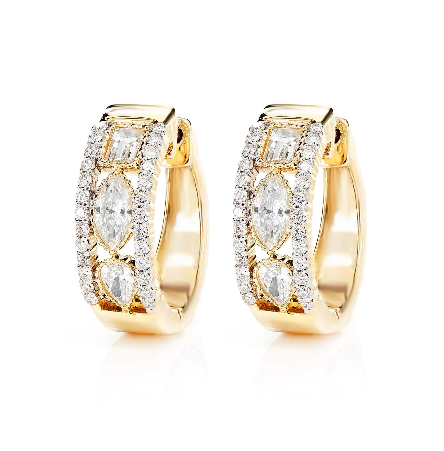 Open Diamond Multi Shape Hoop Earrings