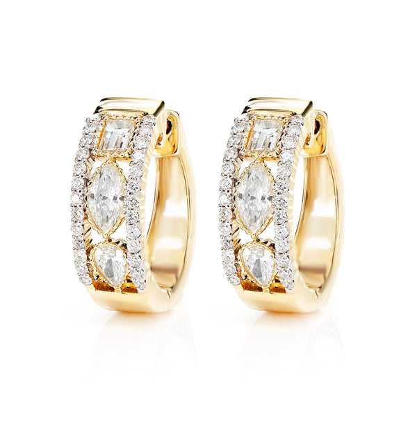 Open Diamond Multi Shape Hoop Earrings