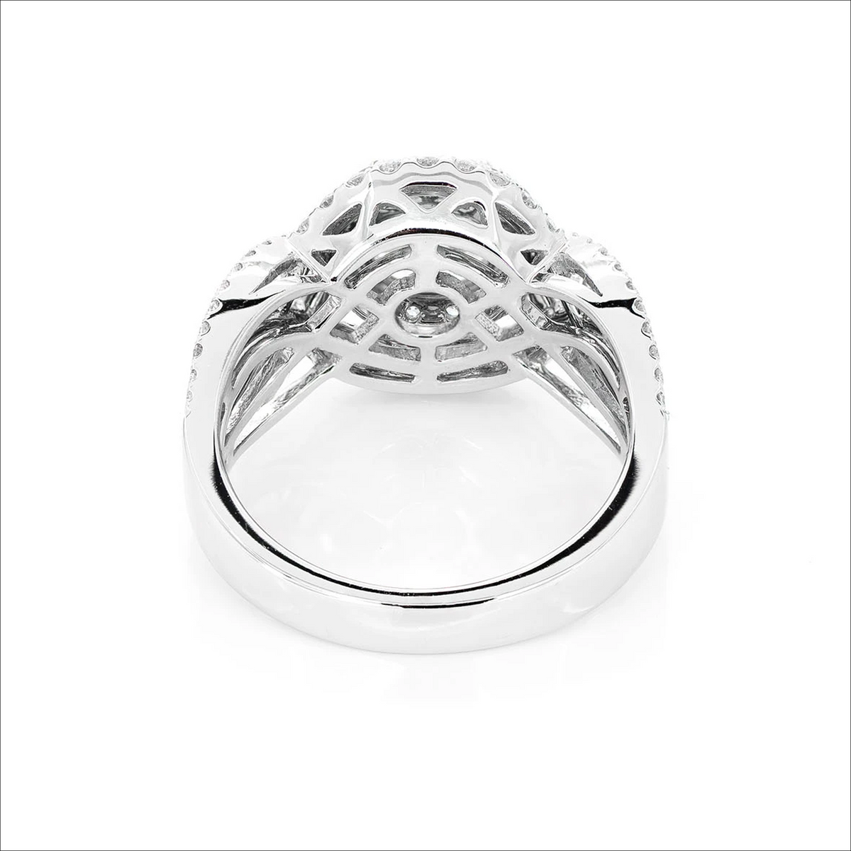 Deco double halo ring in 14K white gold, gallery view