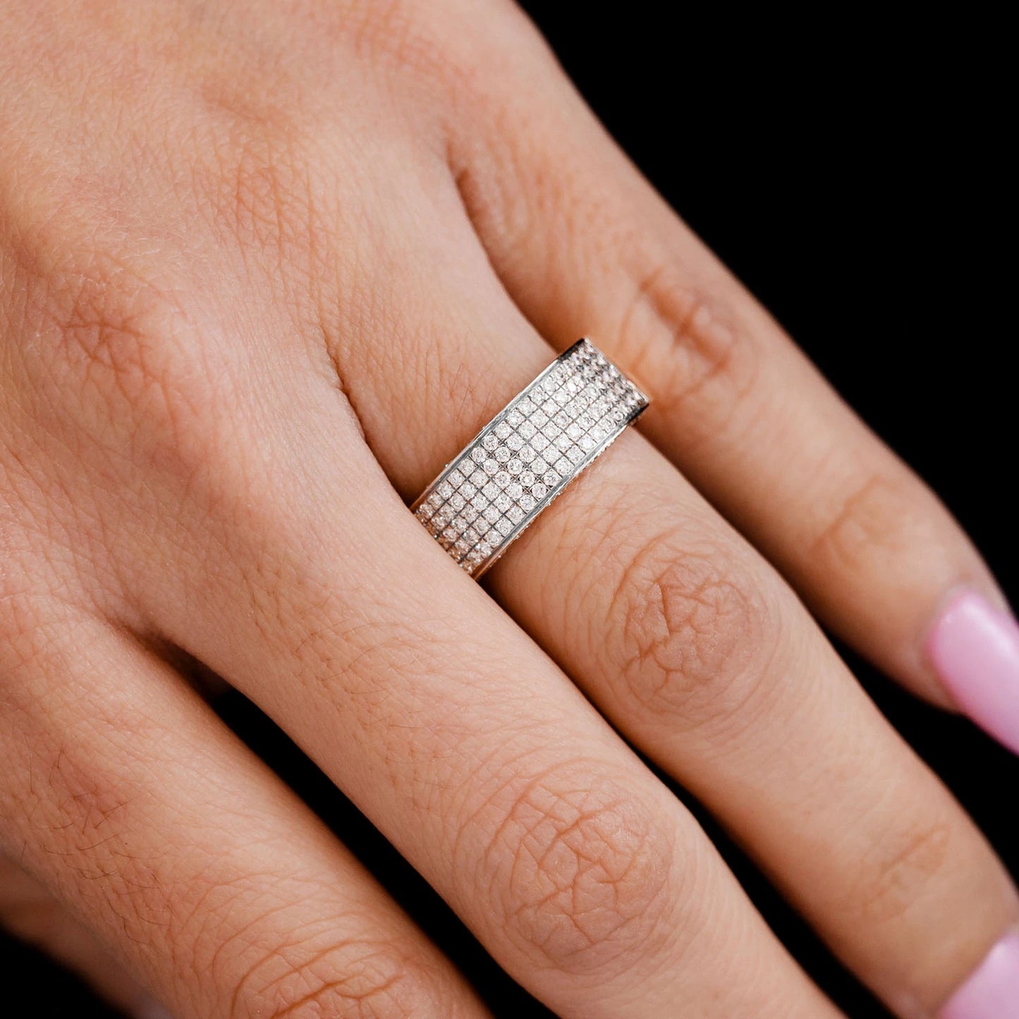 Five Row Pave Diamond Band Ring