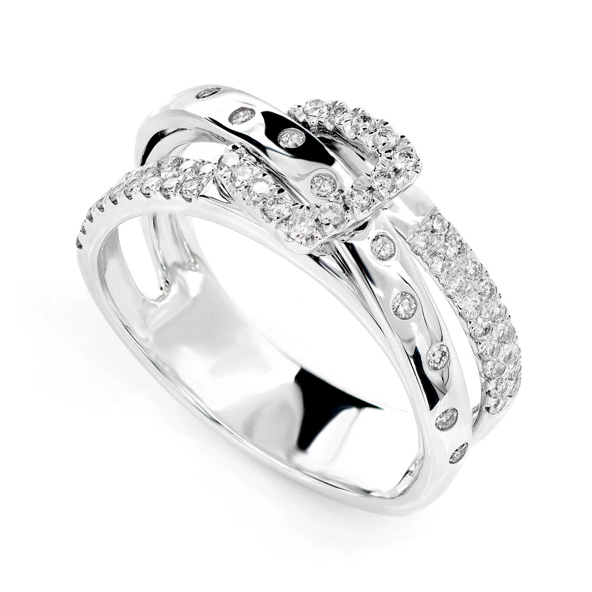 Diamond Belt Buckle Split Shank Ring