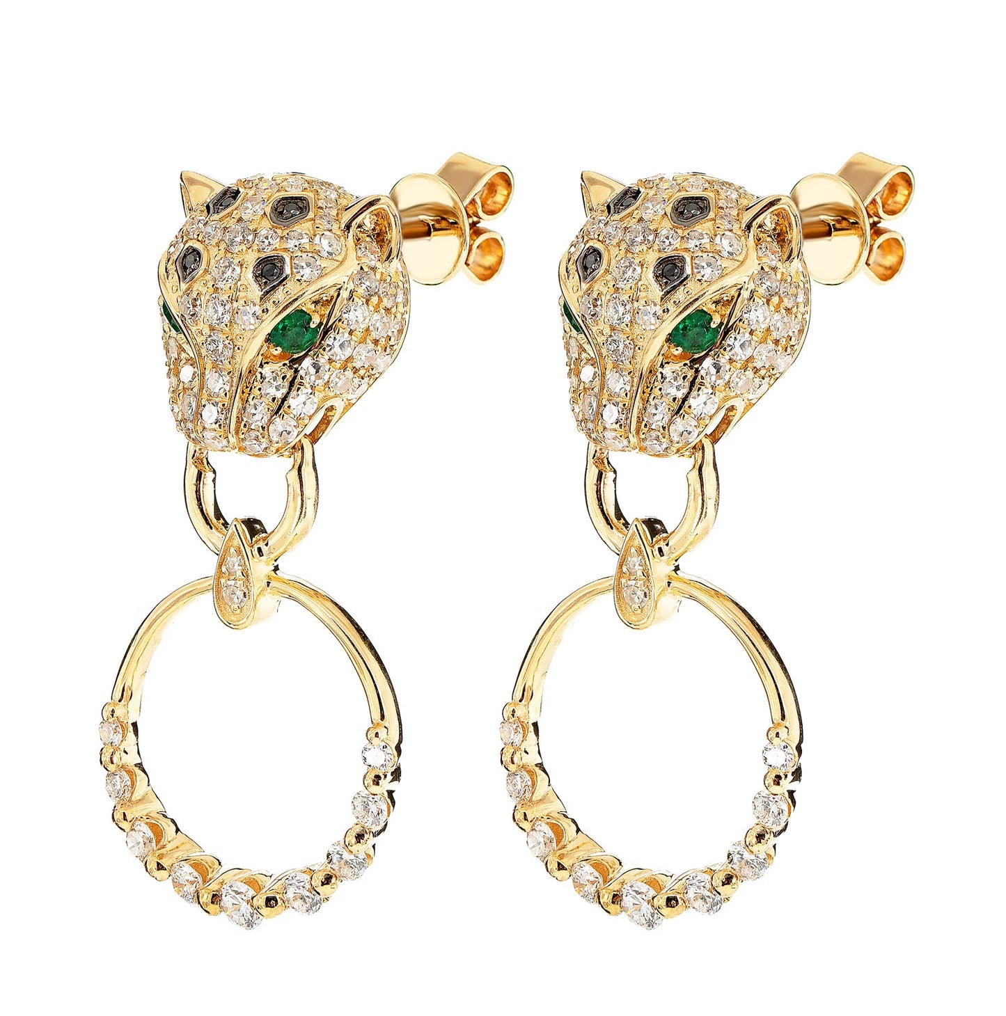 Diamond Leopard Hoop Earrings