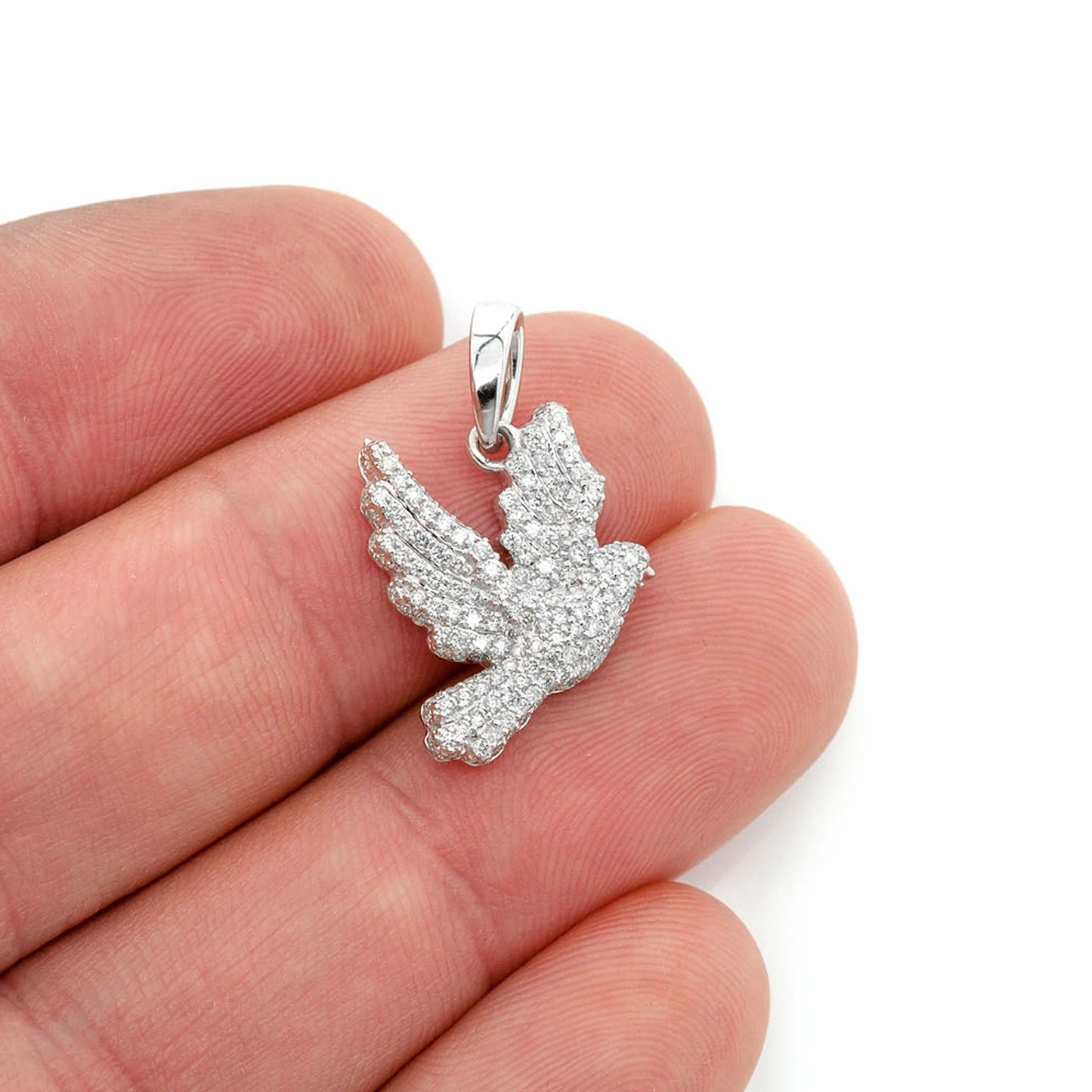 Dove Diamond Pendant in 14K rose gold, angled view