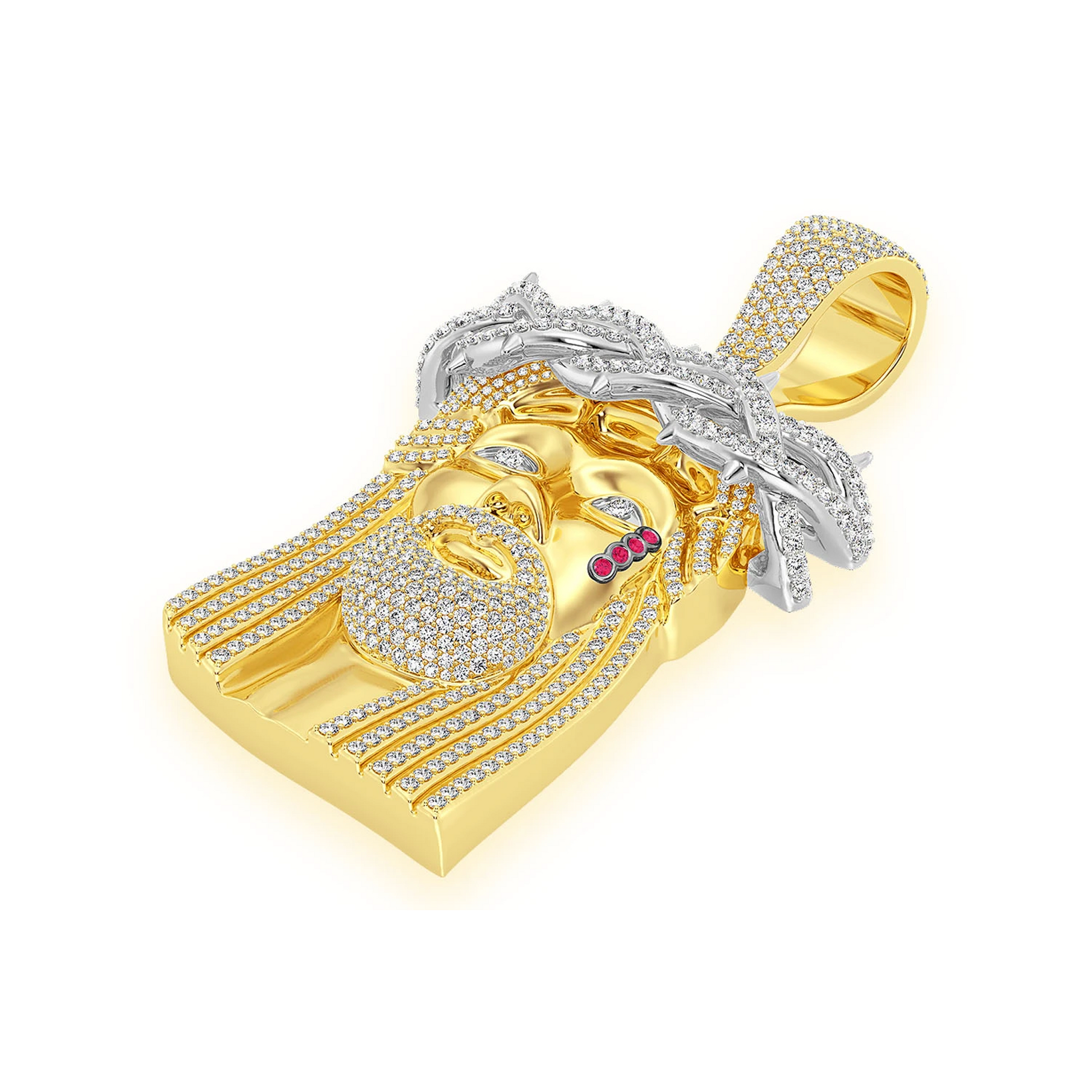 Heritage Jesus Piece in 14K yellow gold, Statement | 9.25ctw, detail view