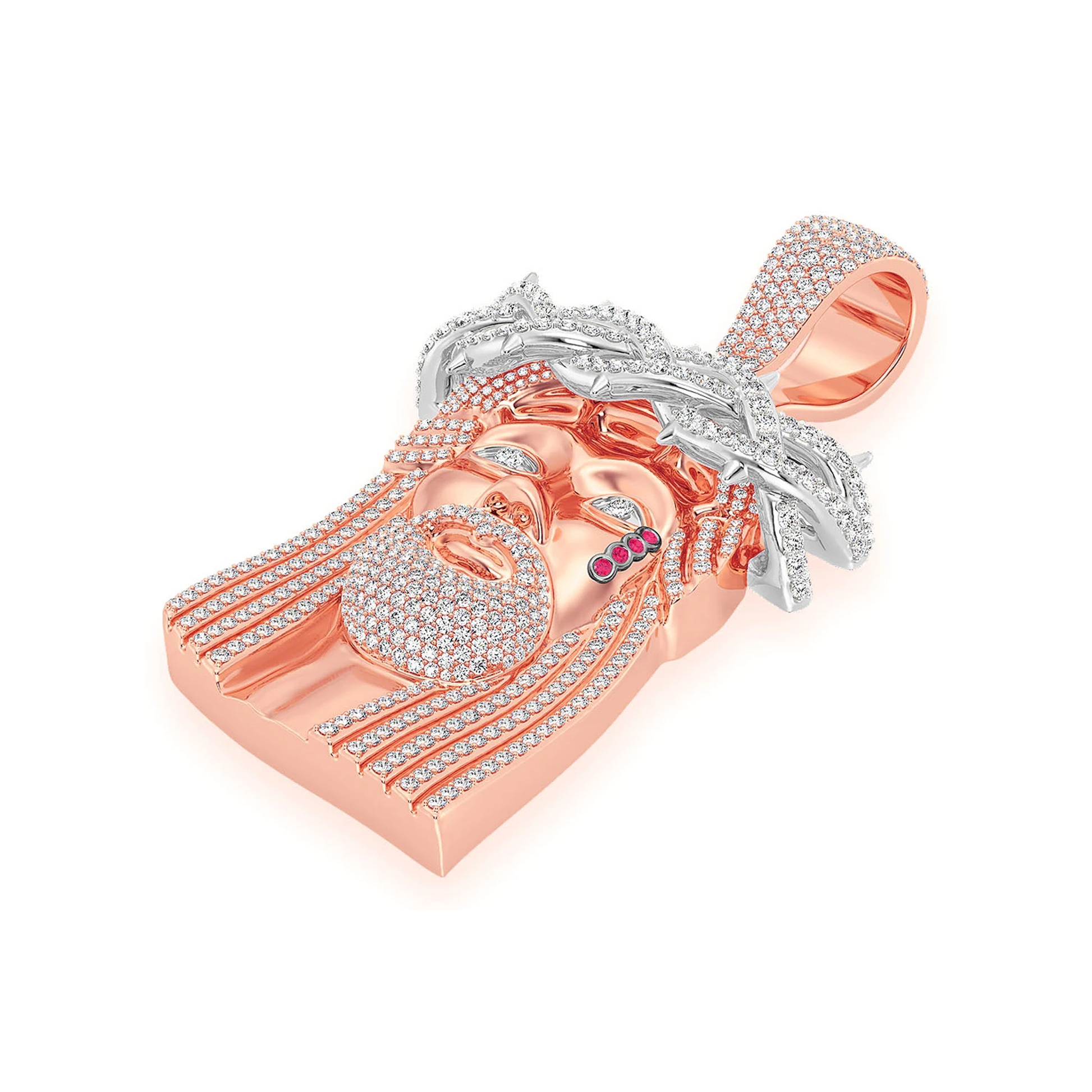 Heritage Jesus Piece in 14K rose gold, Statement | 9.25ctw, detail view