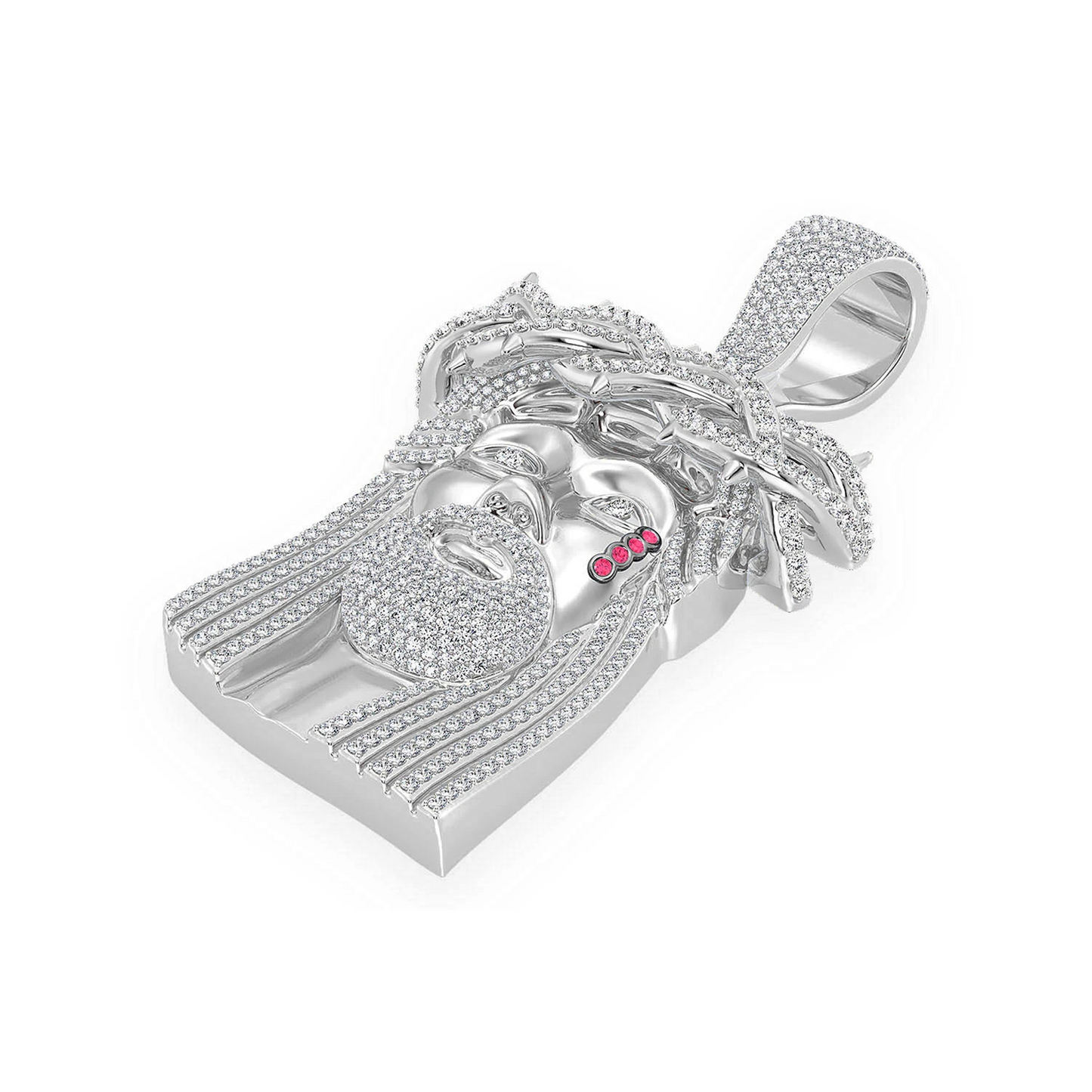 Heritage Jesus Piece in 14K white gold, Statement | 9.25ctw, detail view