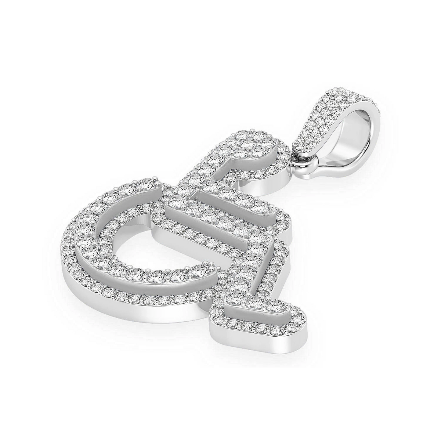 Wheelchair Diamond Pendant in 14K white gold, Statement | 2.60ctw, alternate view