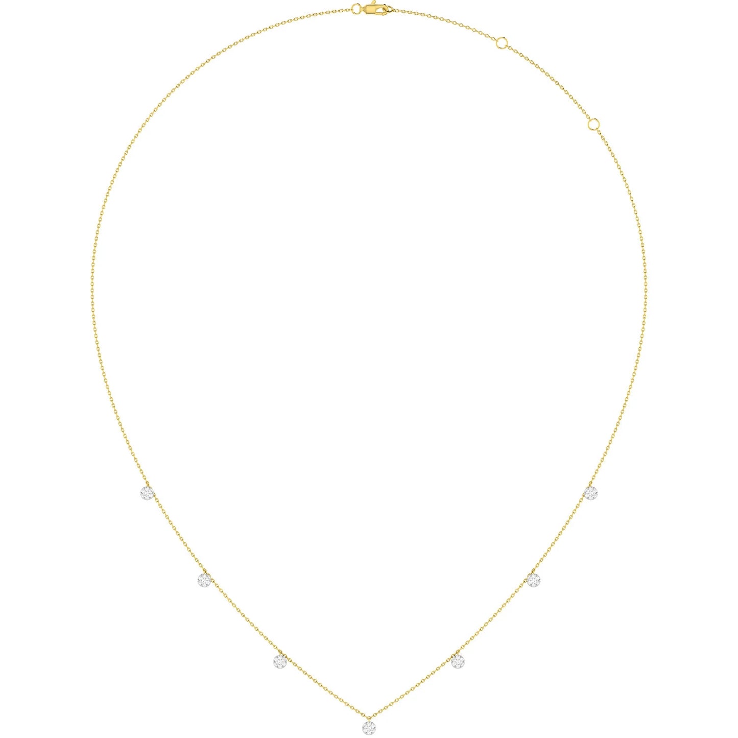 Diamond Disc Station Necklace in 14K yellow gold, angled view