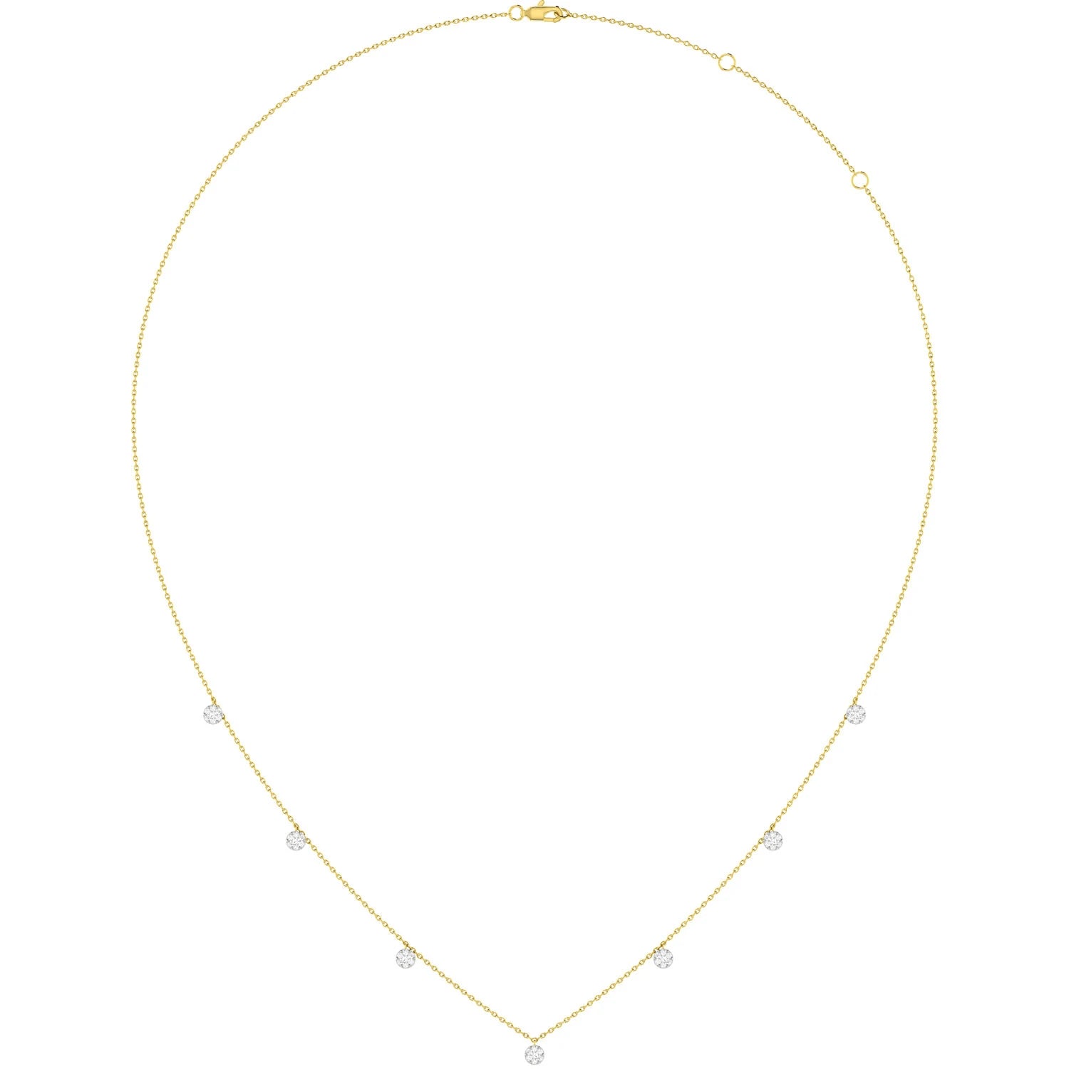 Diamond Disc Station Necklace in 14K yellow gold, angled view