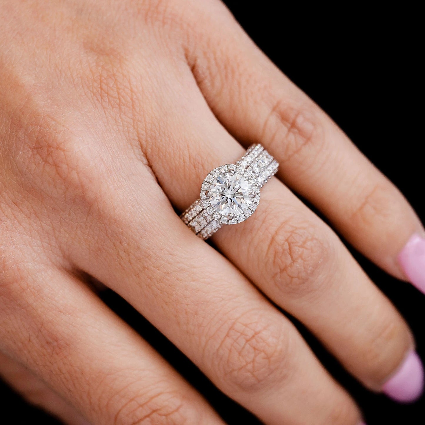 Triplex - Round Solitaire Halo Diamond Engagement Ring