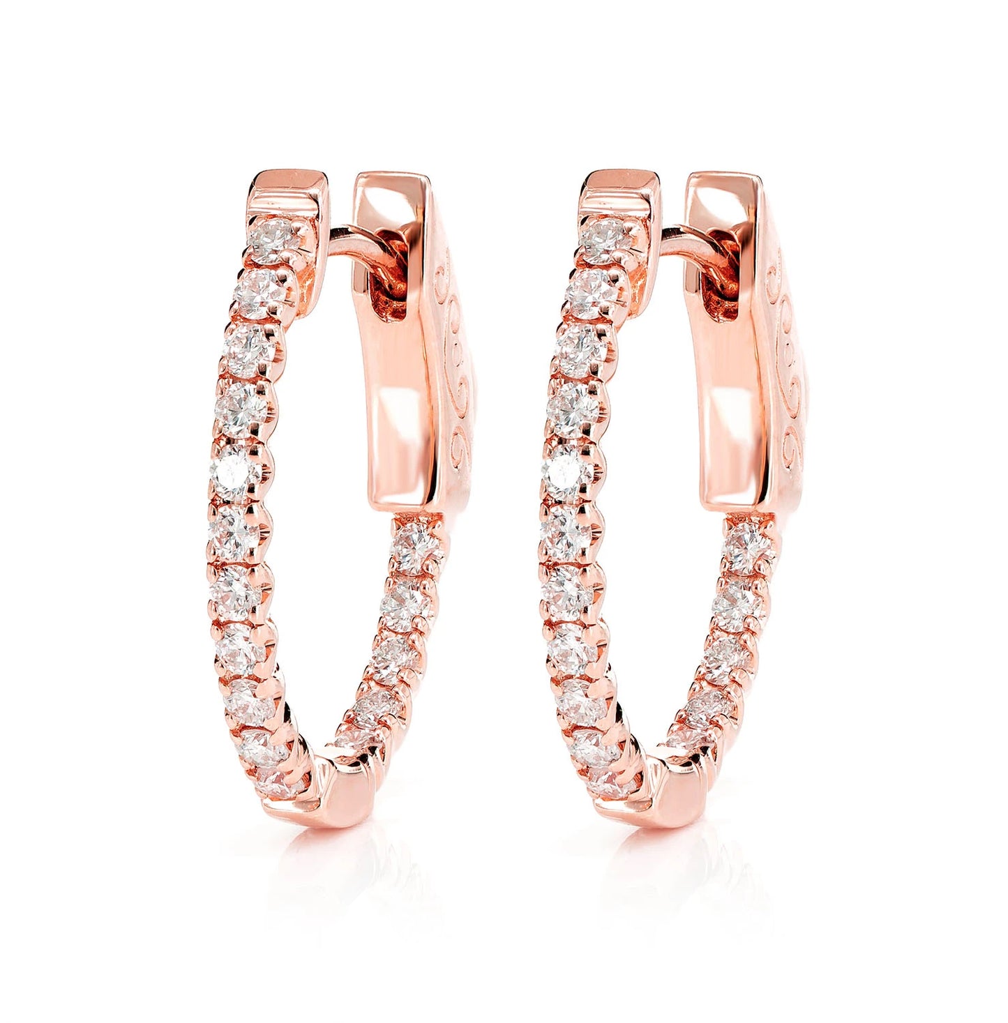 Diamond Inside Outside Quick Release Huggie Hoop Earrings