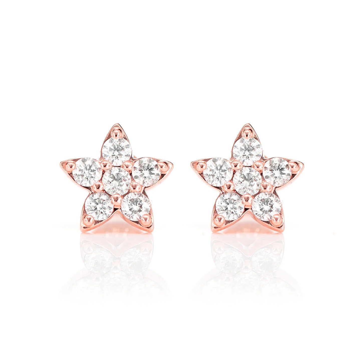 Diamond Petal Flower Stud Earrings