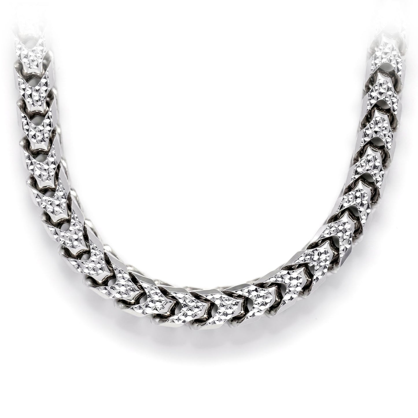 Sterling Silver Franco Chain in 925 sterling silver, 7mm width, front view