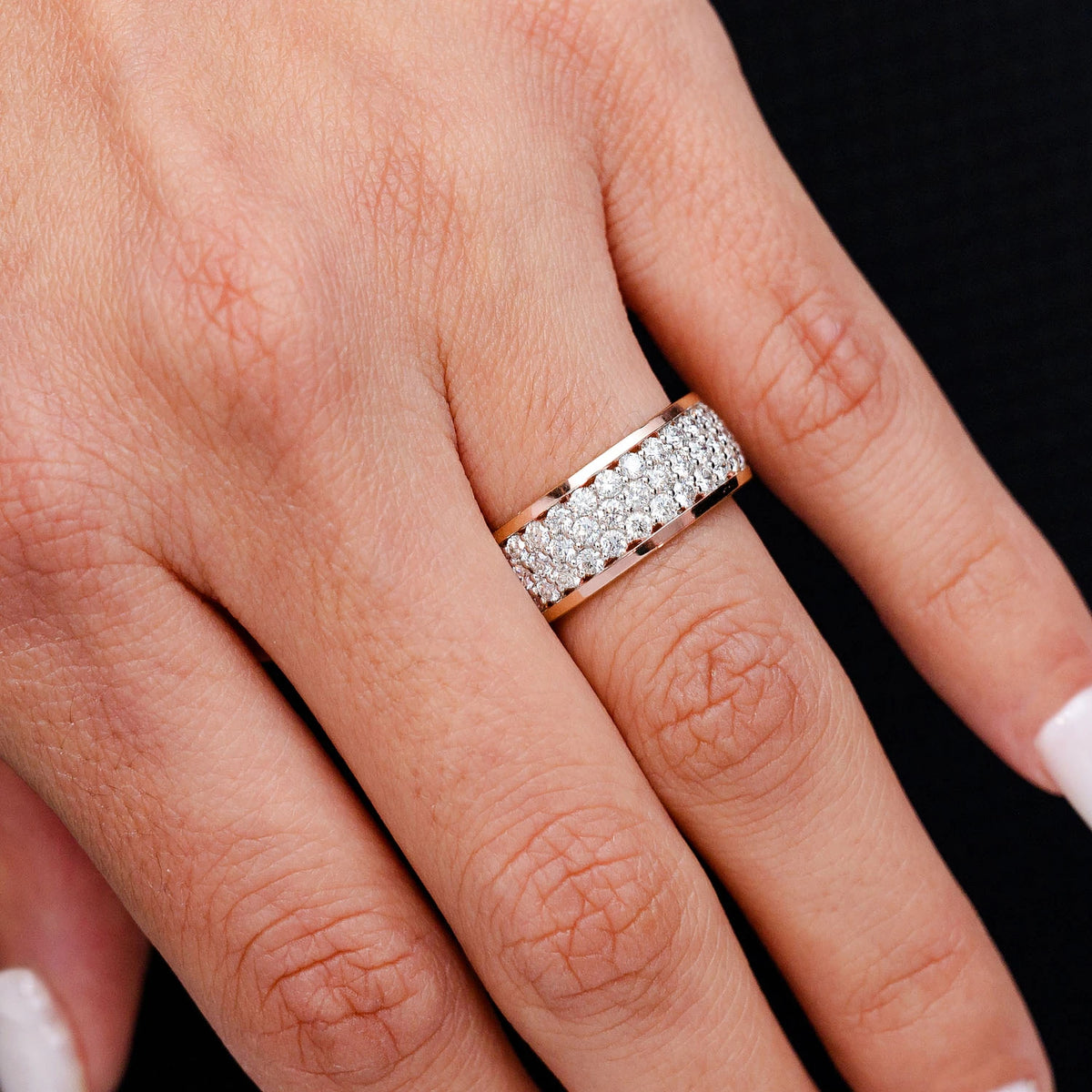 Three Row Diamond Band Ring